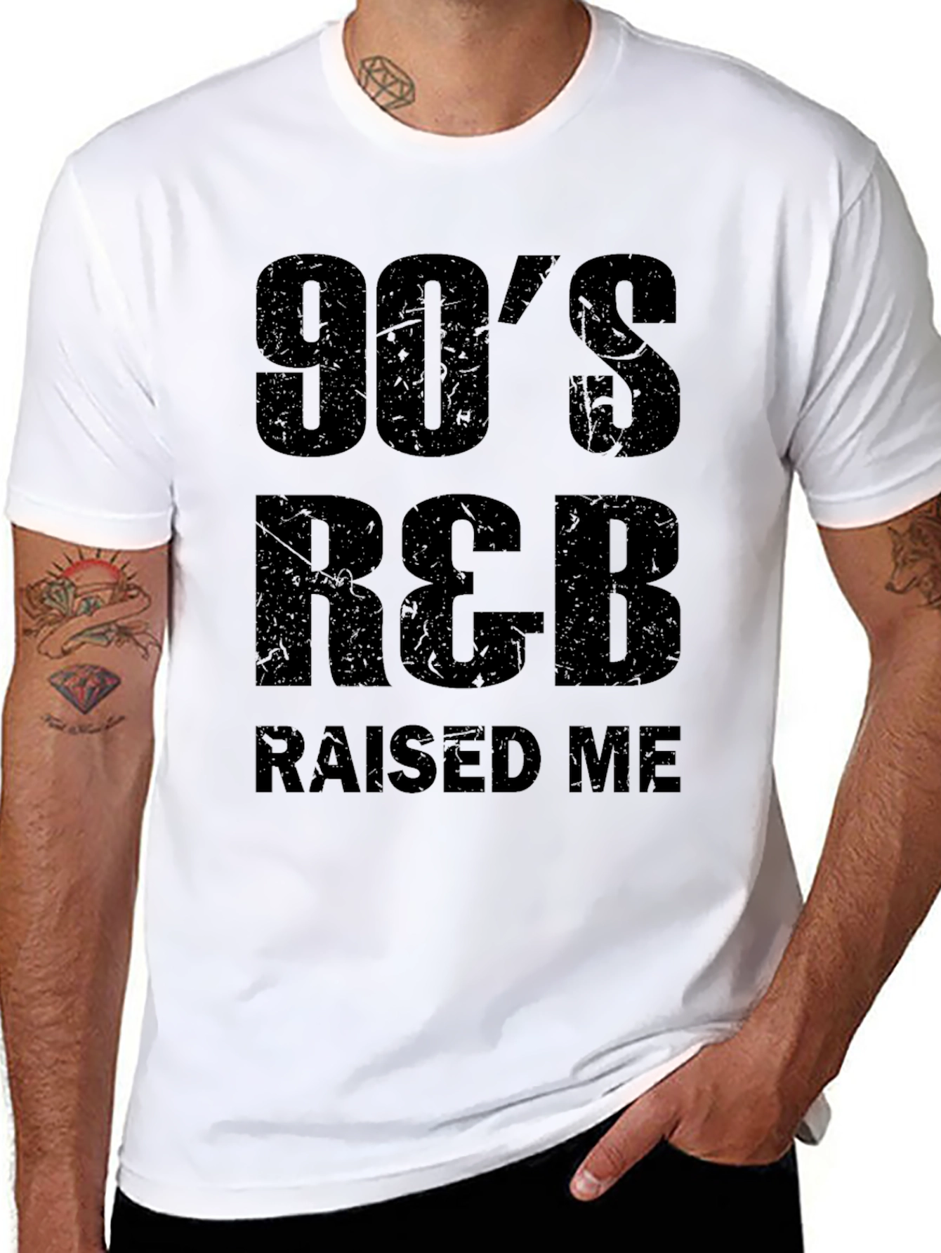 90s R&B Raised Me Black Graphic Tee