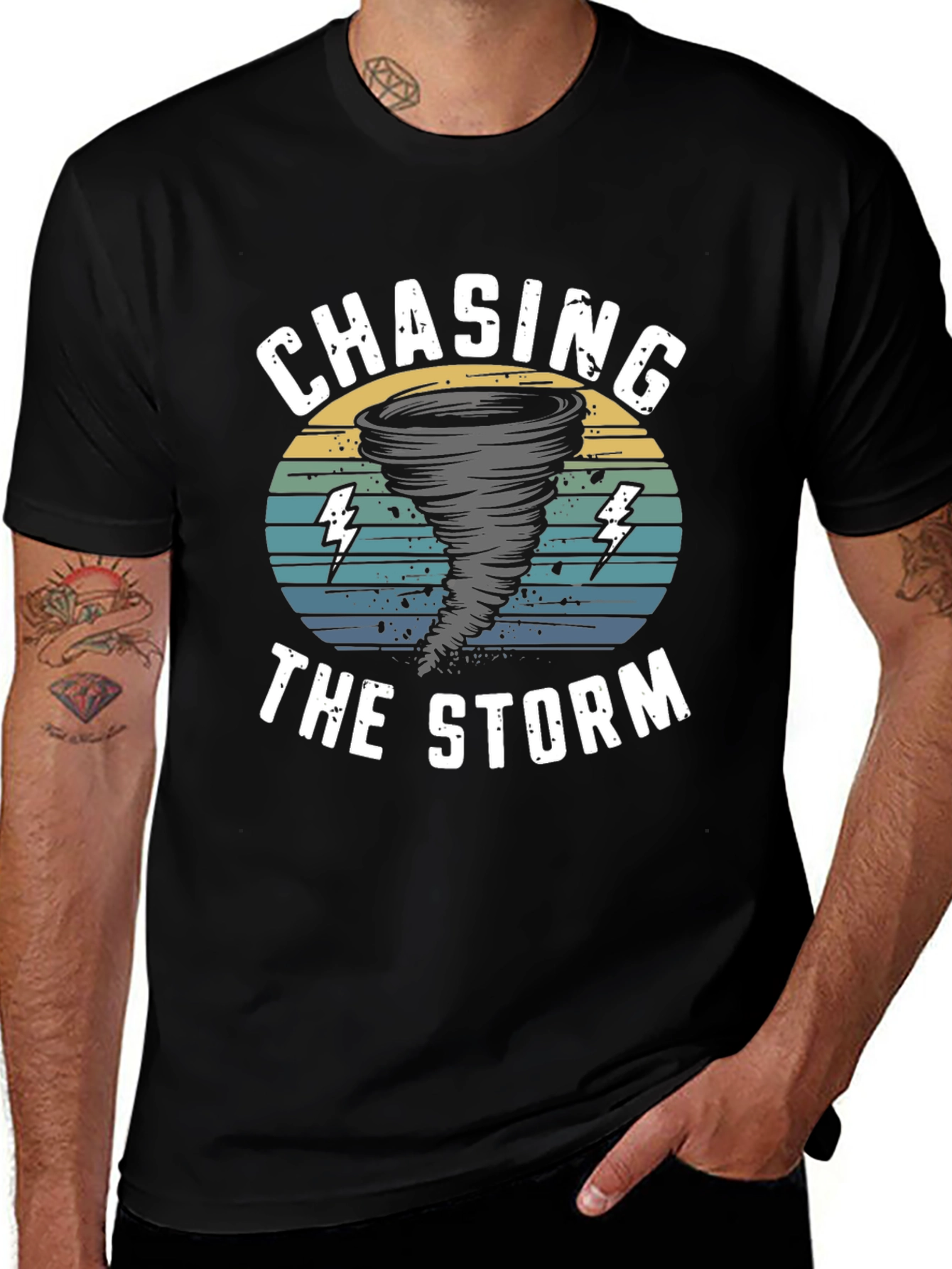 Chasing The Storm Black Graphic Tee