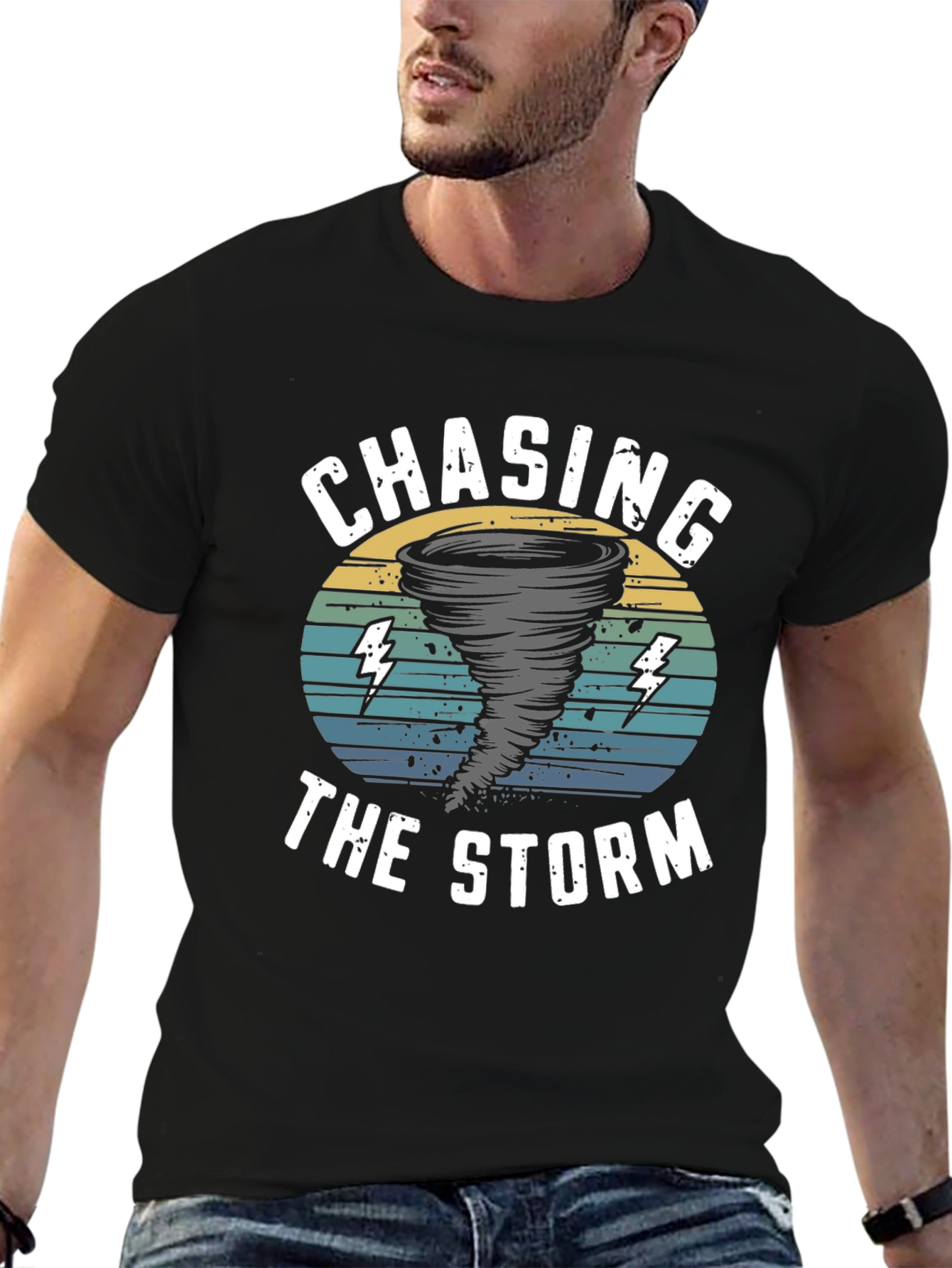 Chasing The Storm Black Graphic Tee