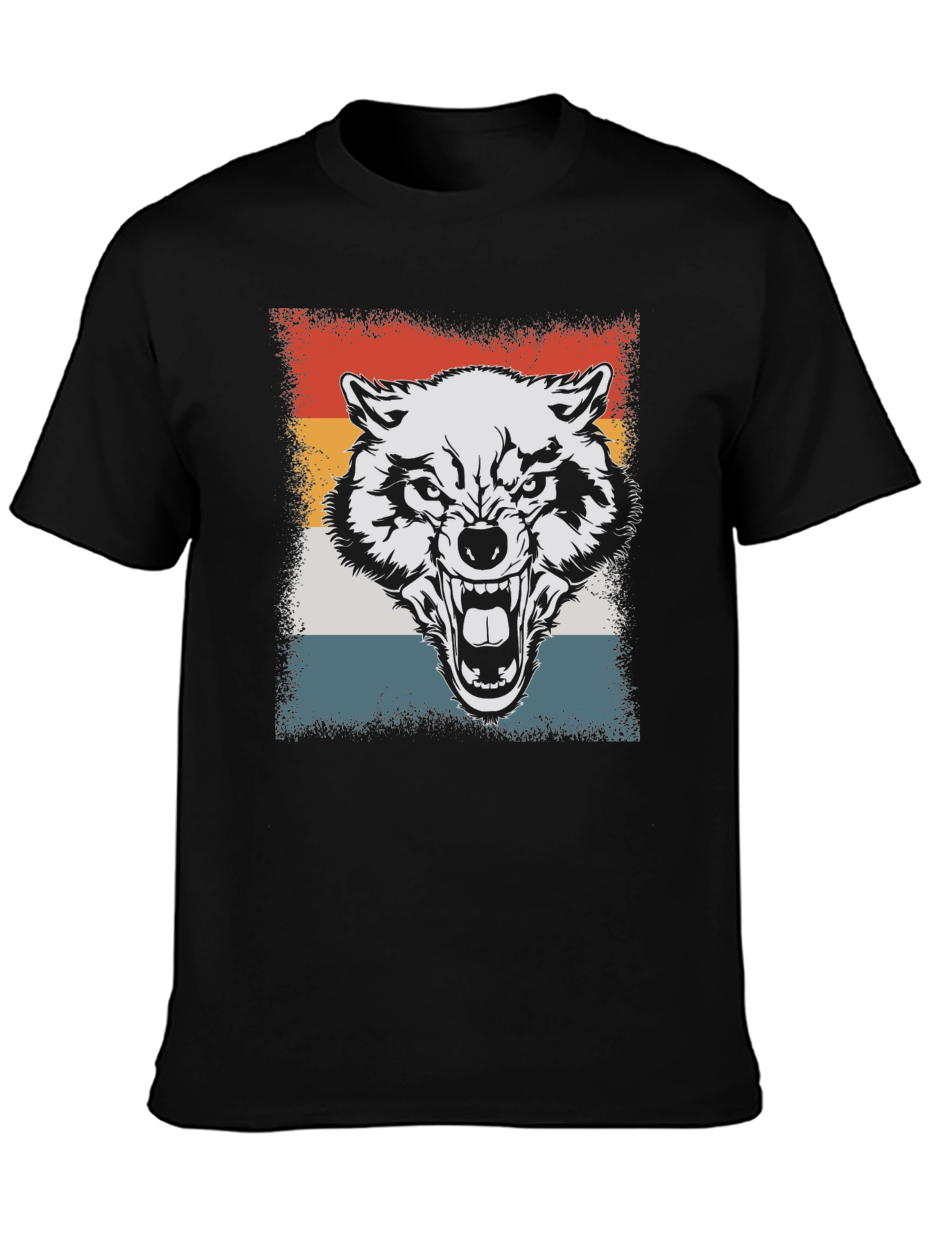 Retro Wolf Graphic Tee - Black T-Shirt
