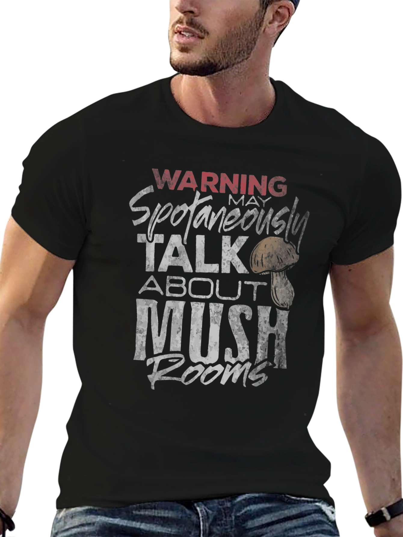 Warning Spontaneously Talk About Mushrooms Graphic Tee