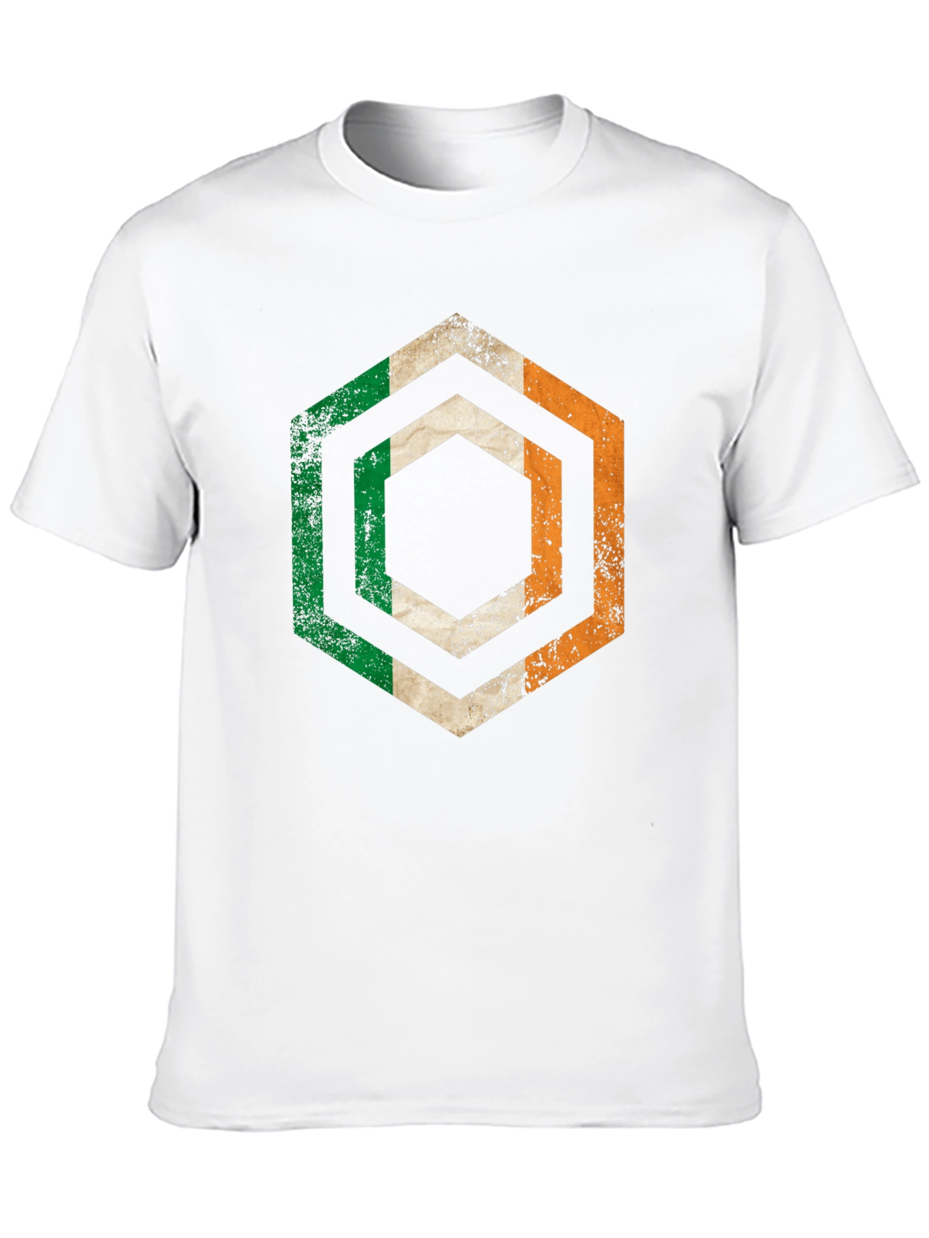 Irish Flag Hexagon T-Shirt - Distressed Design