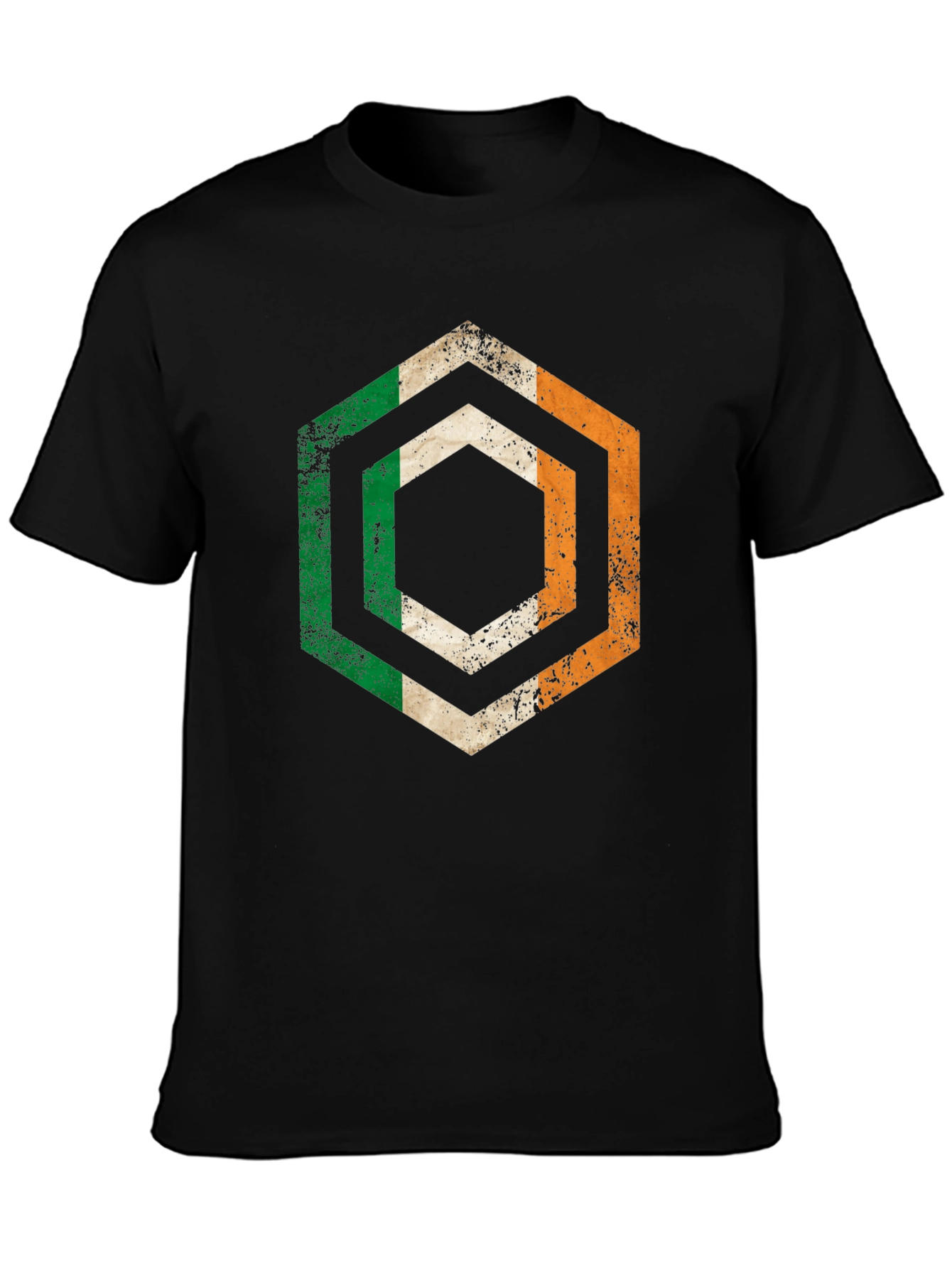 Irish Flag Hexagon T-Shirt - Distressed Design