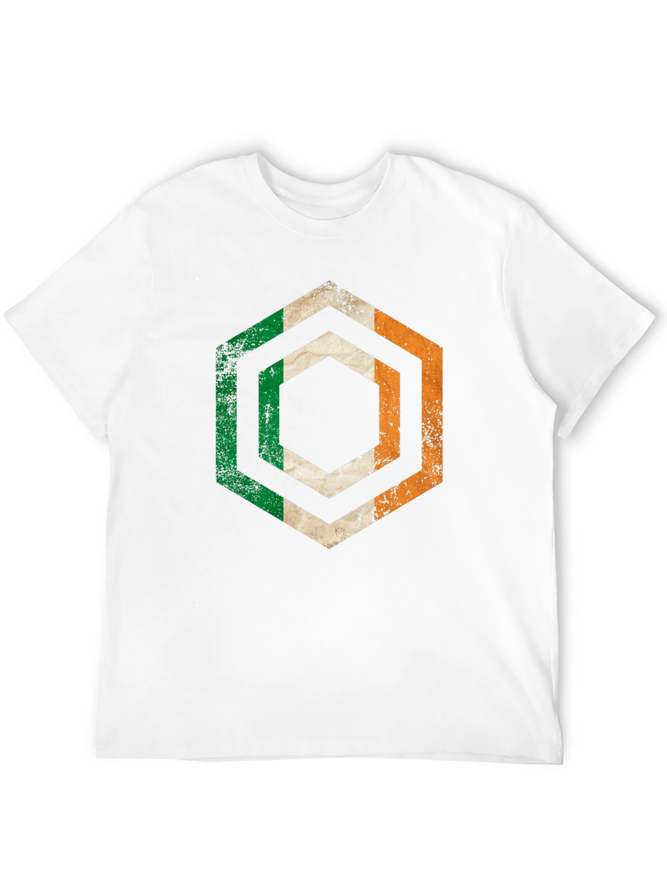 Irish Flag Hexagon T-Shirt - Distressed Design