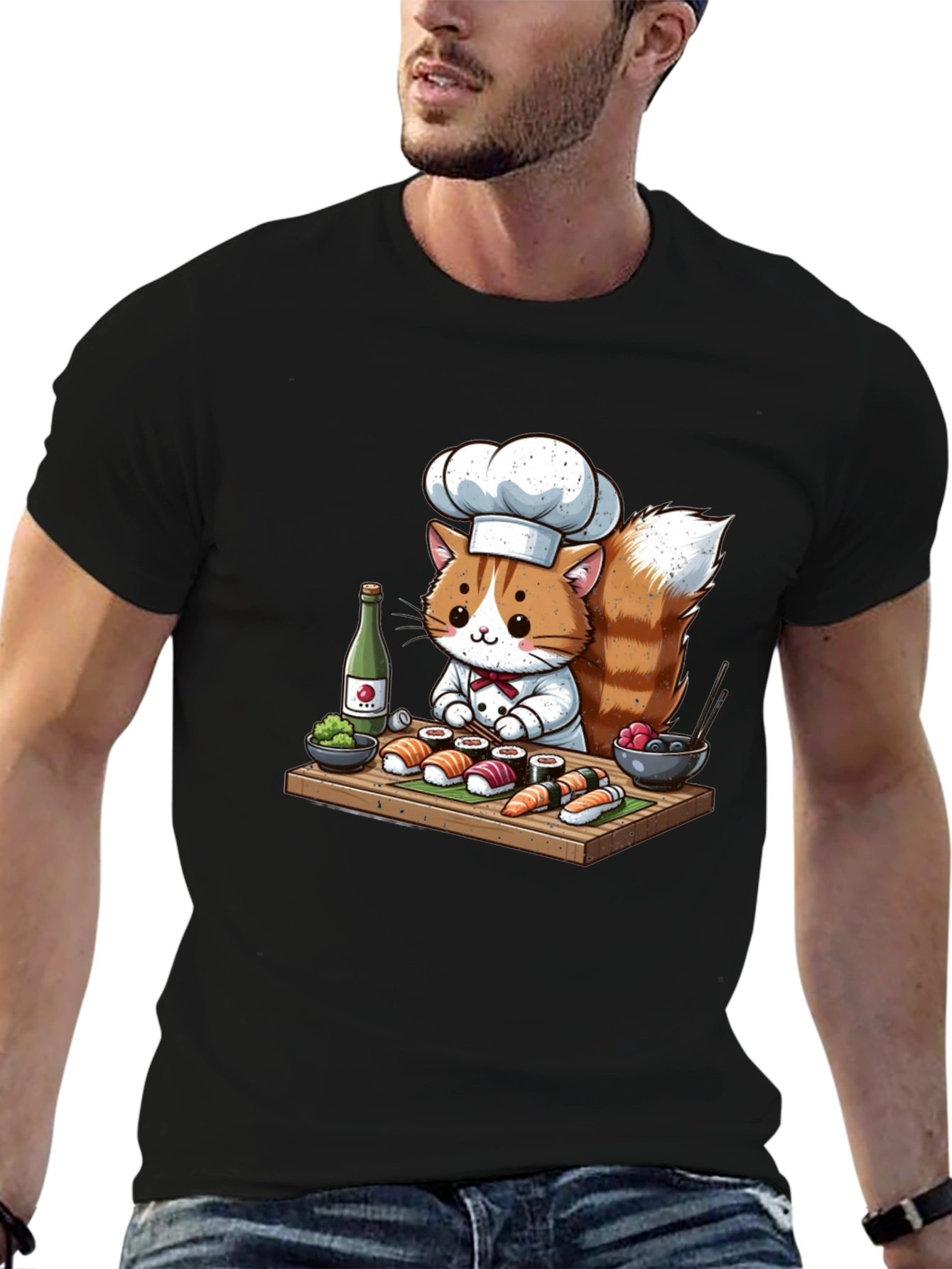 Sushi Cat Chef T-Shirt - Cute Culinary Design
