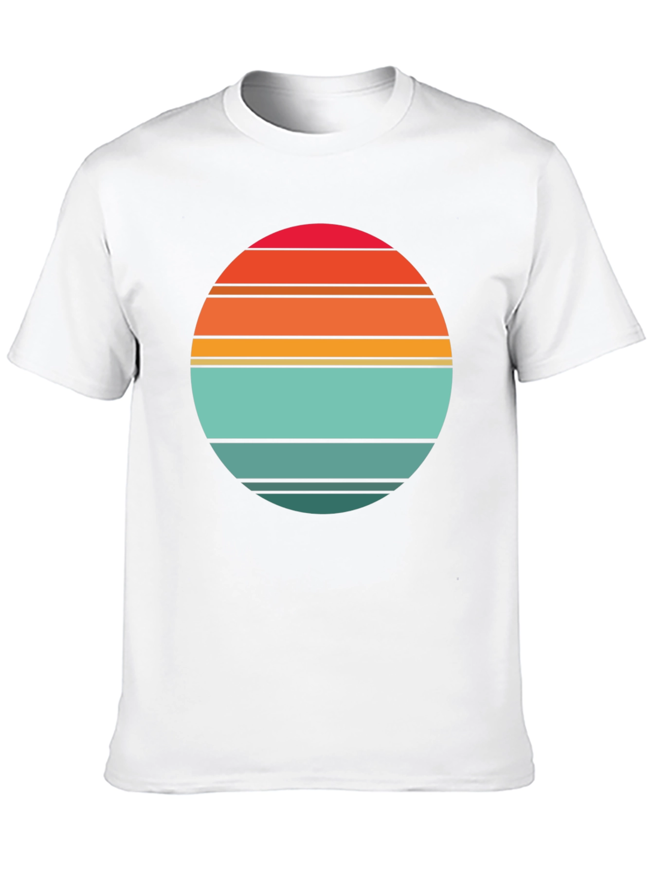 Retro Sunset Striped Graphic Tee - Black