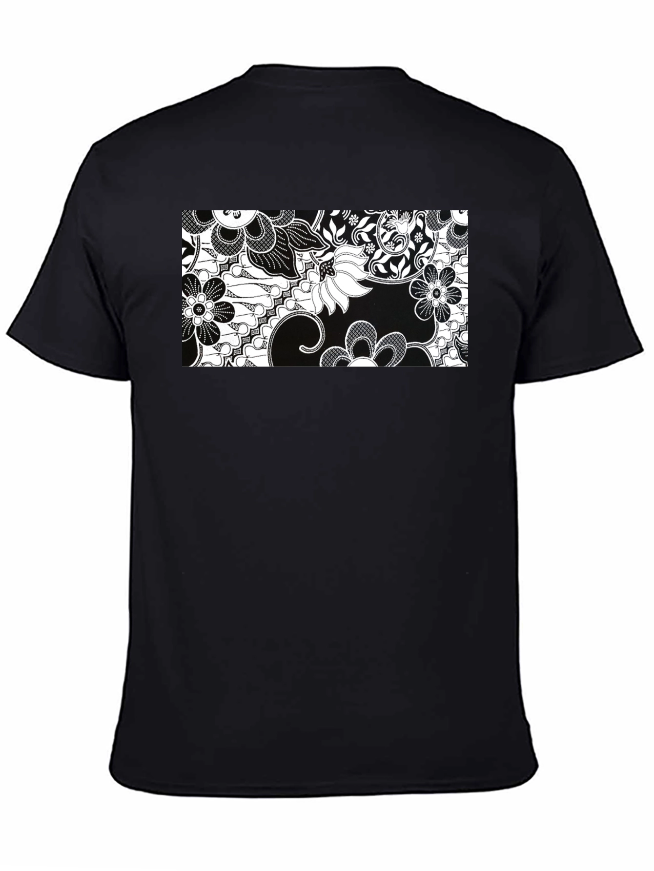 Black Floral Print Crew Neck T-Shirt