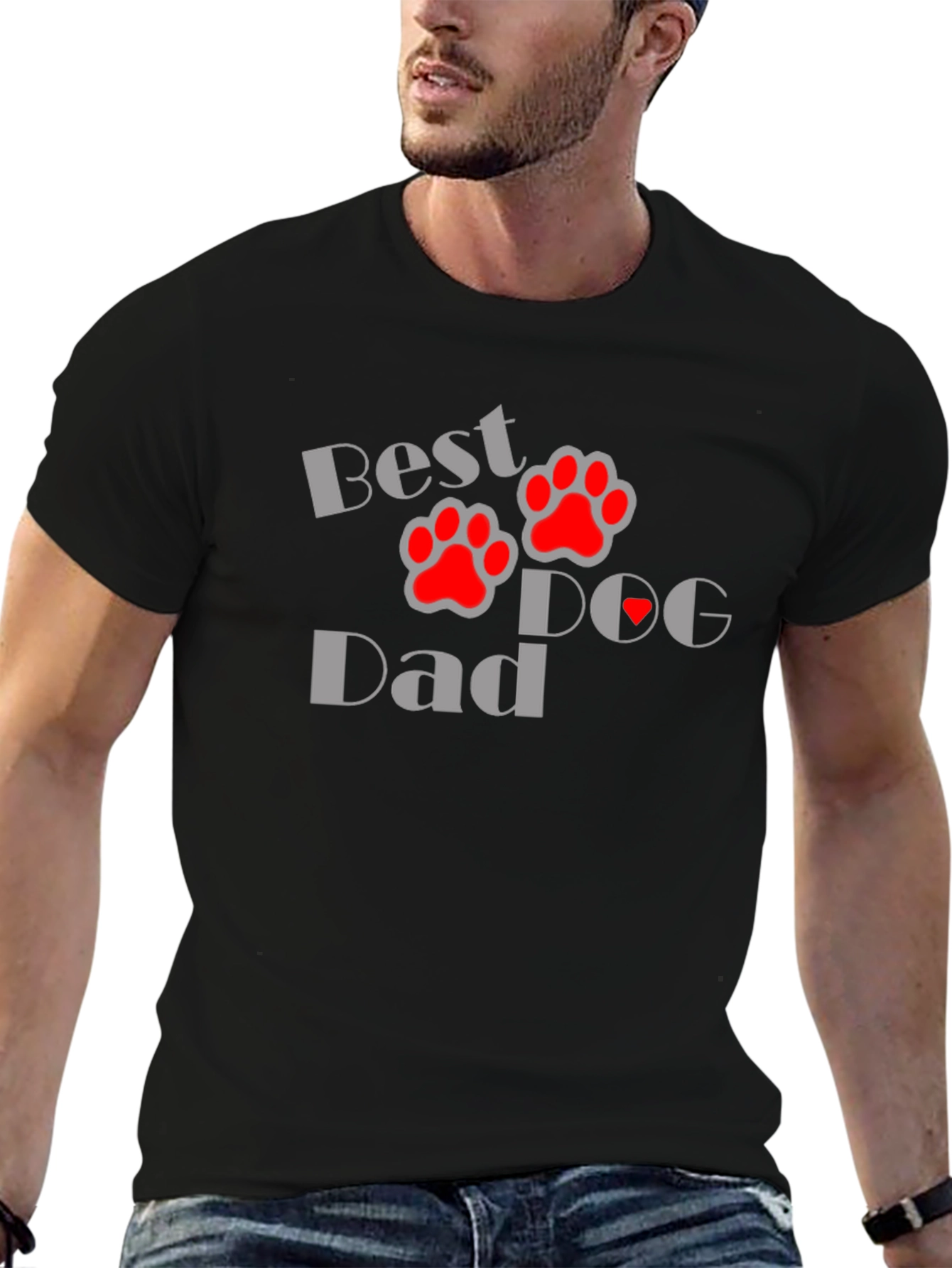 Best Dog Dad T-Shirt - Paw Print Design
