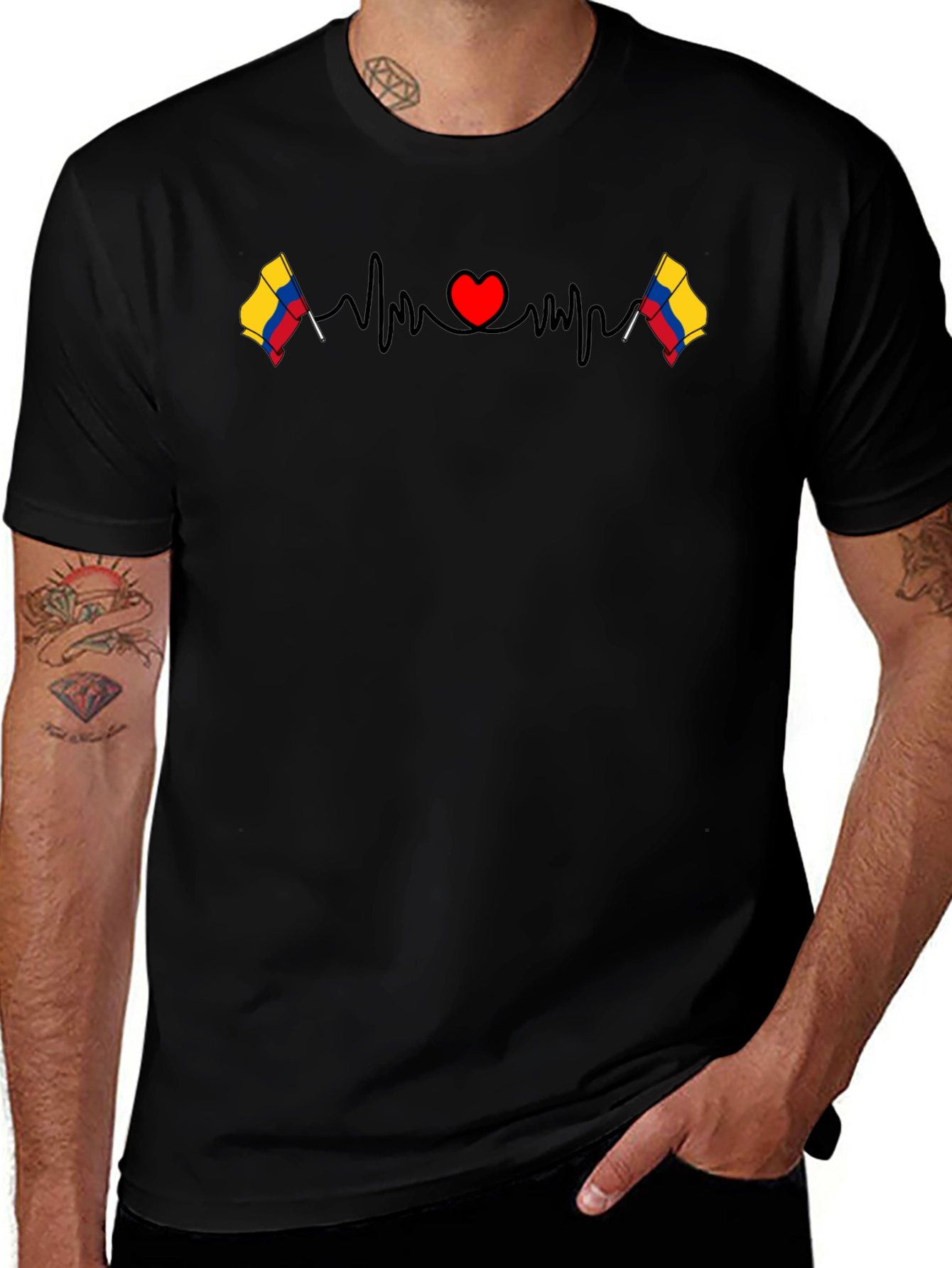 Colombia Flag Heartbeat Graphic T-Shirt