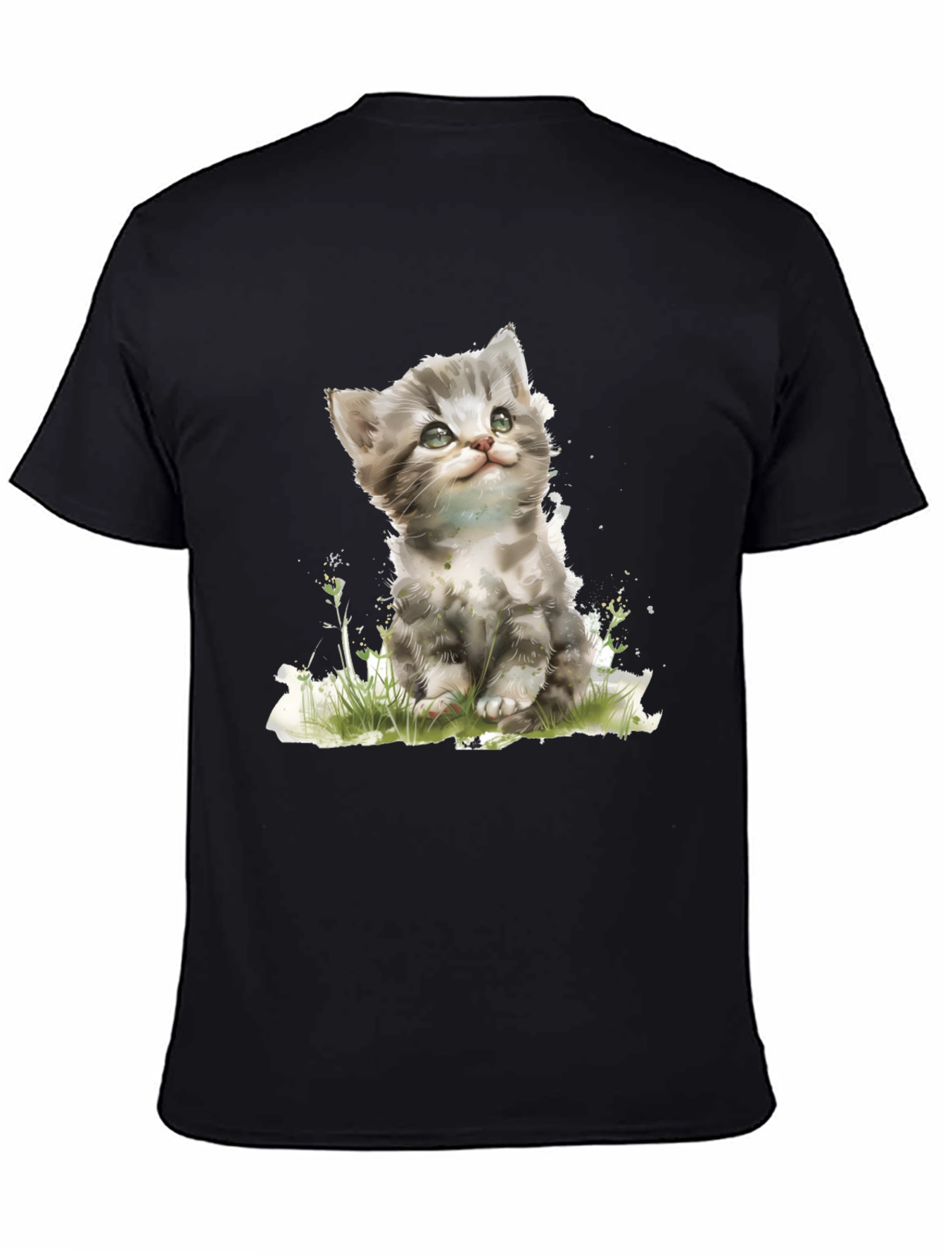 Cute Kitten Graphic Black T-Shirt