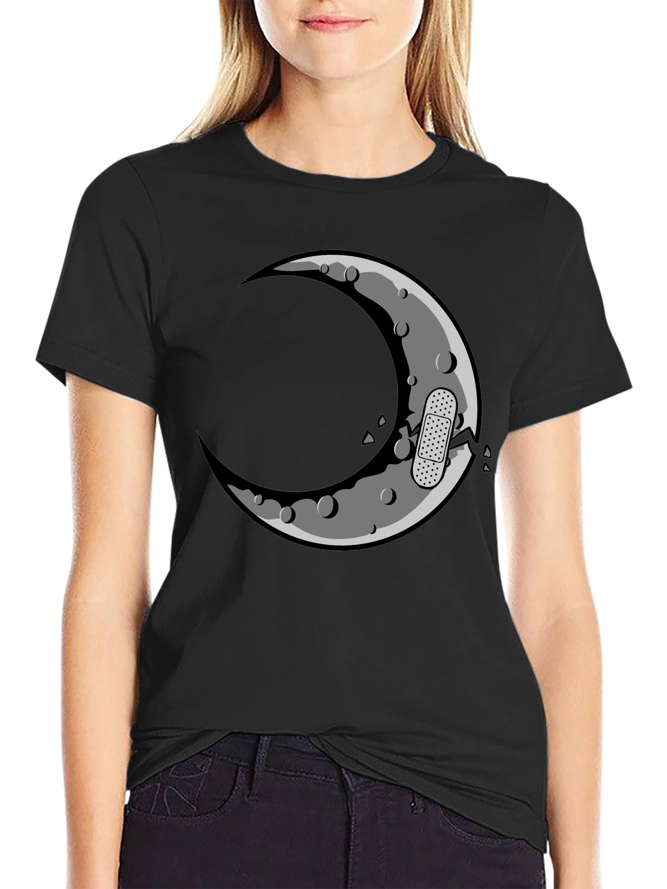 Cracked Moon Graphic T-Shirt - Mens Black Tee