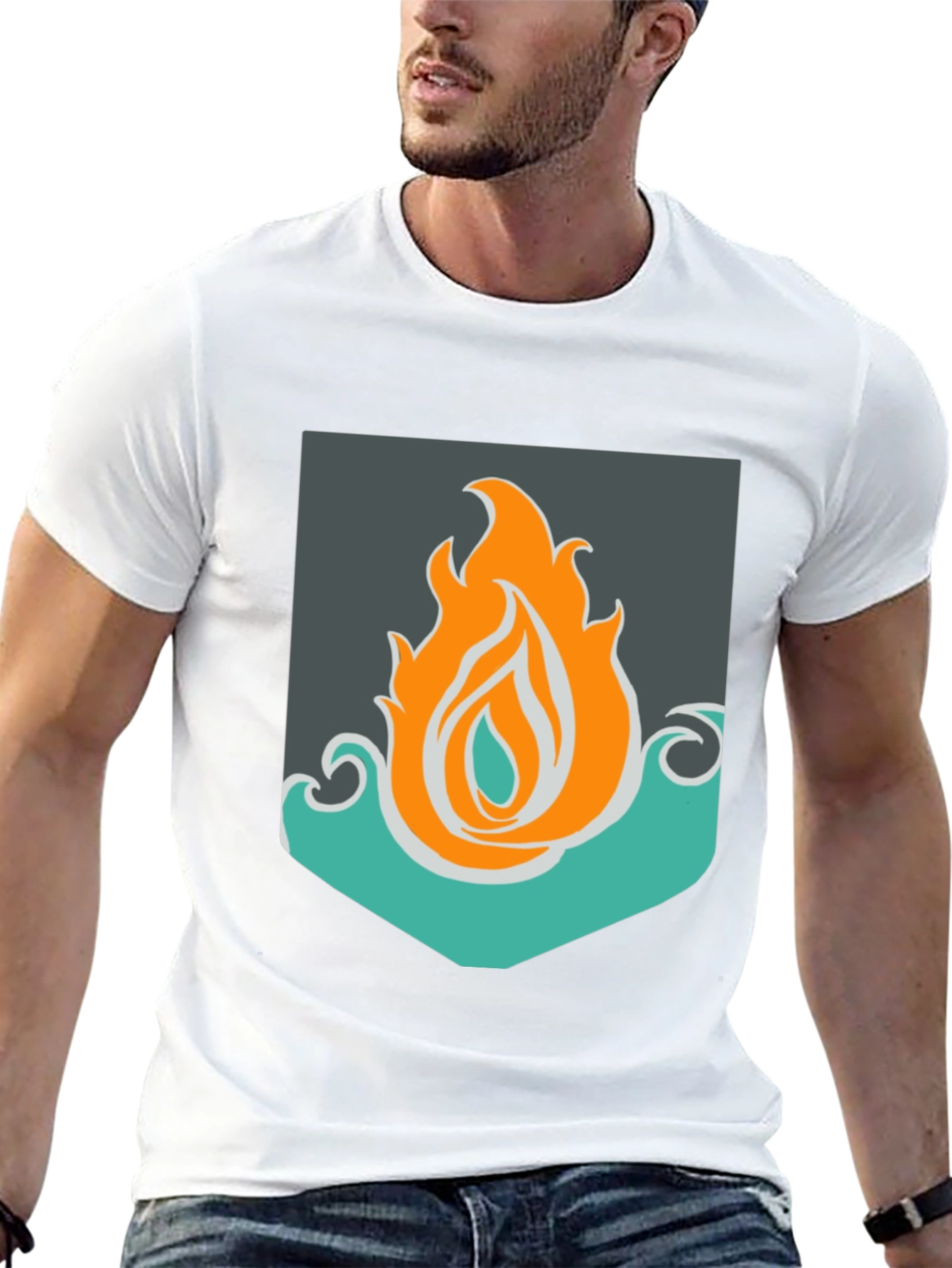 Fire & Water Graphic Tee - Unisex Black T-Shirt