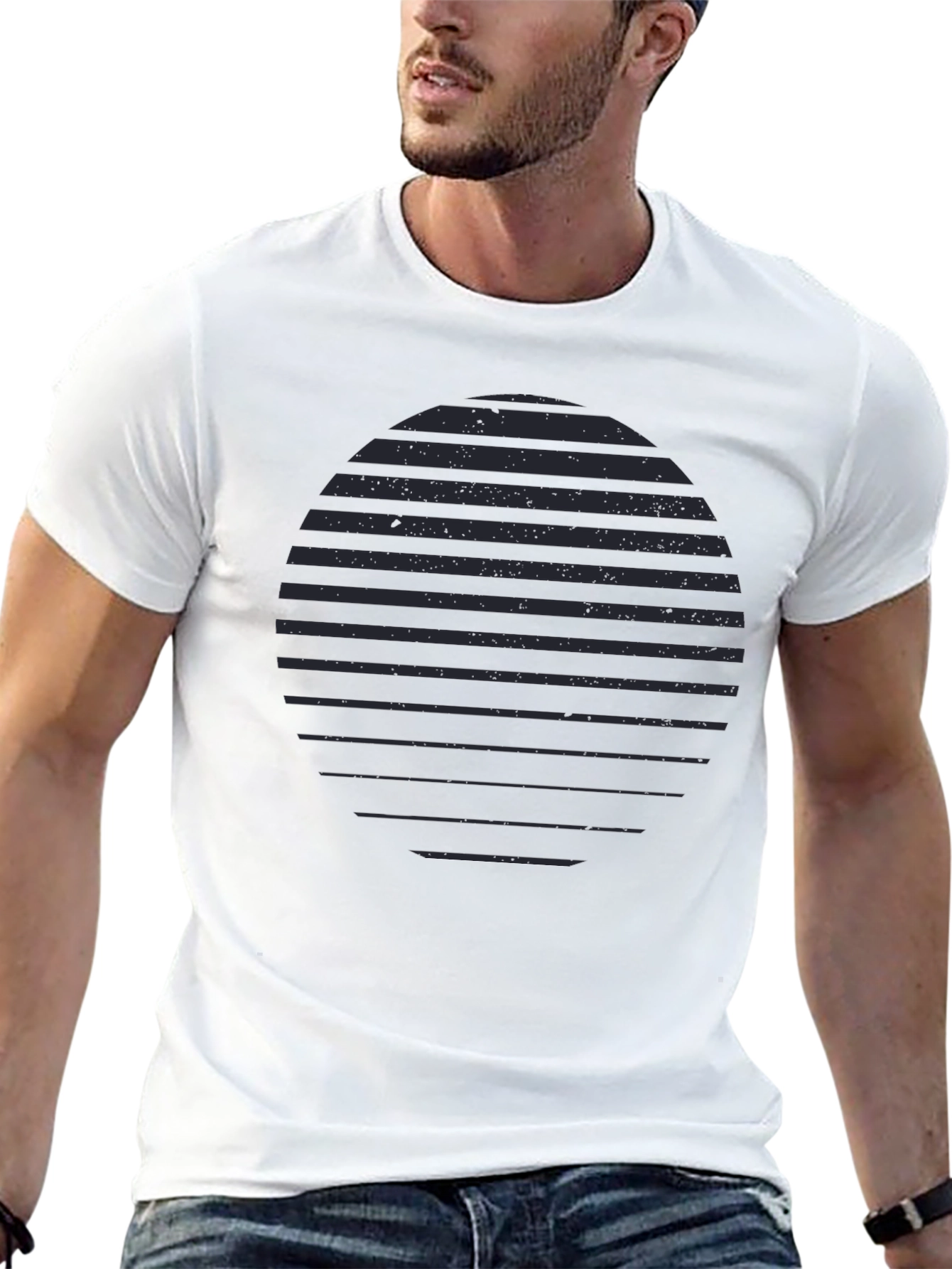 Striped Circle Graphic T-Shirt - Stylish Casual Wear