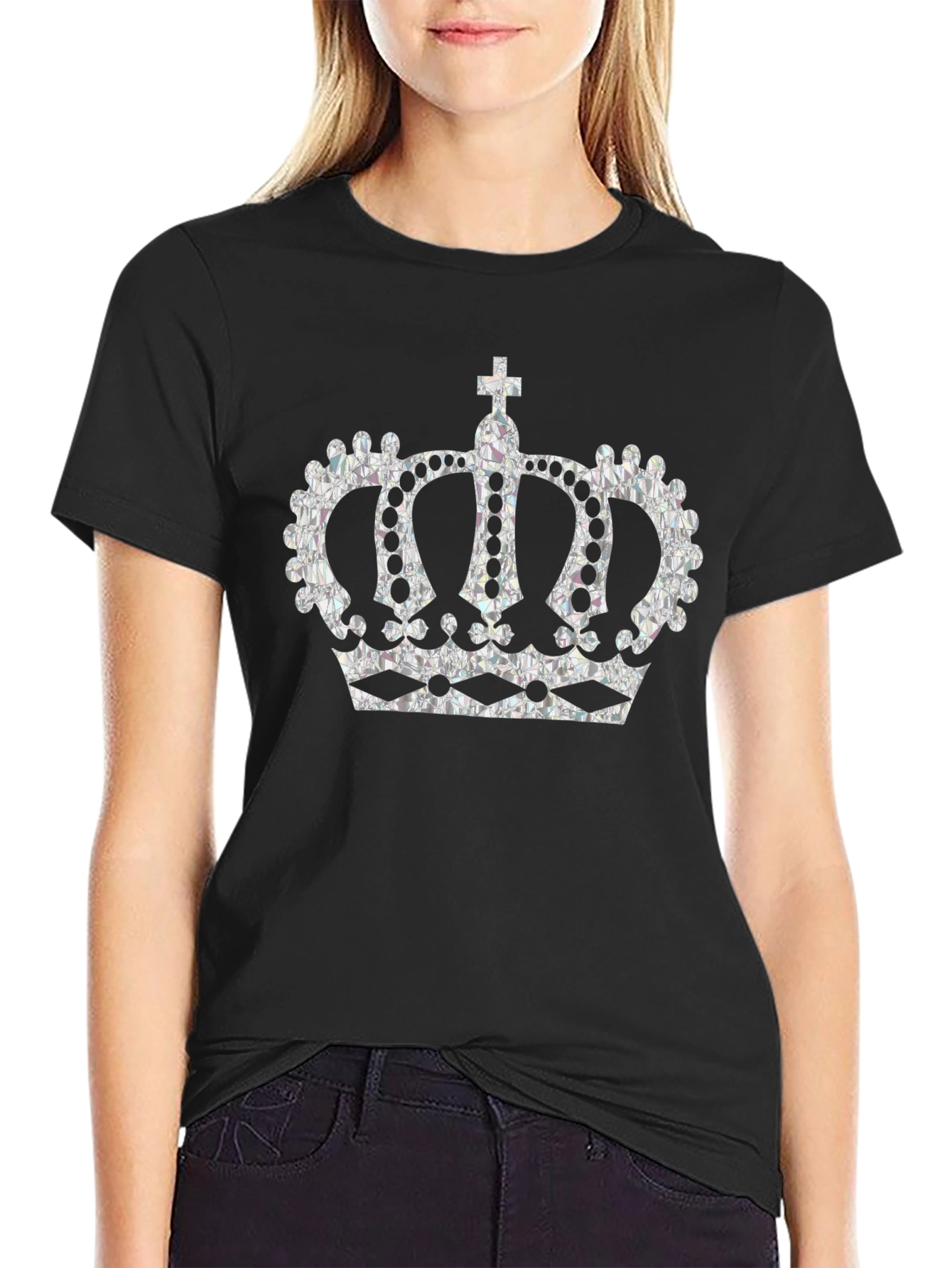 Regal Crown Graphic Tee - Stylish Black T-Shirt