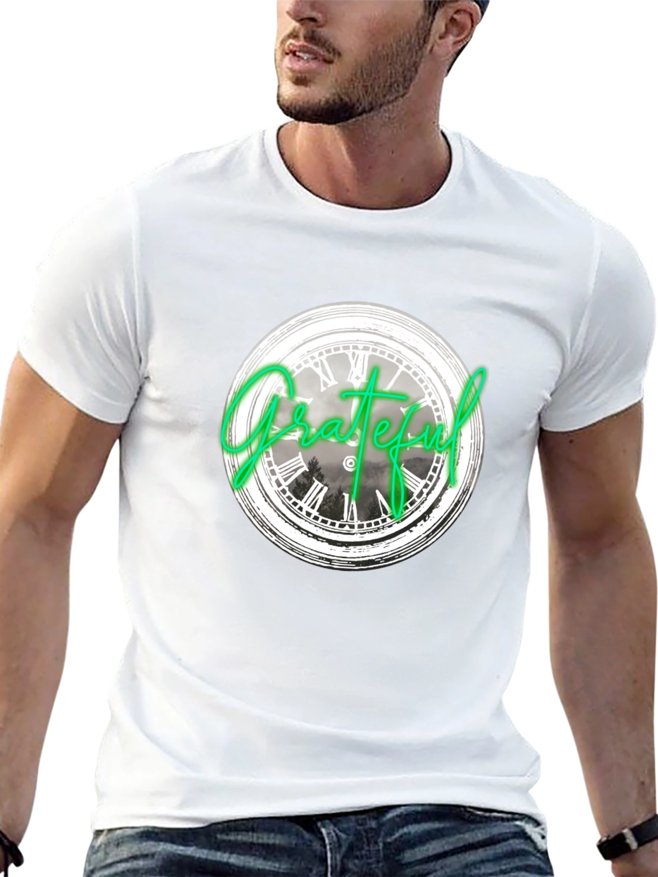 Grateful Clock Graphic Tee - Casual Black T-Shirt