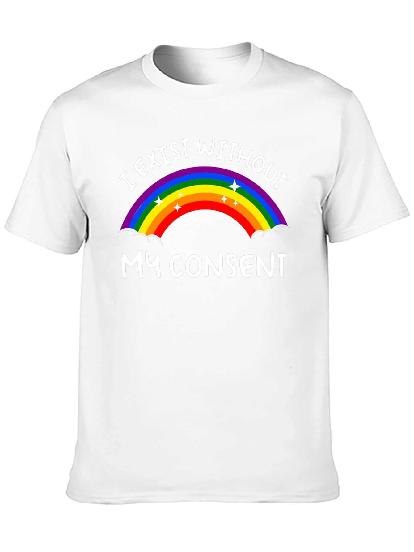 I Exist Without My Consent Rainbow Graphic Tee