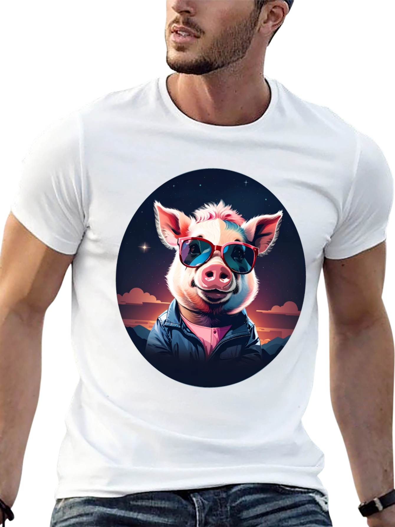 Cool Pig Graphic Tee - Stylish Unisex Black T-Shirt