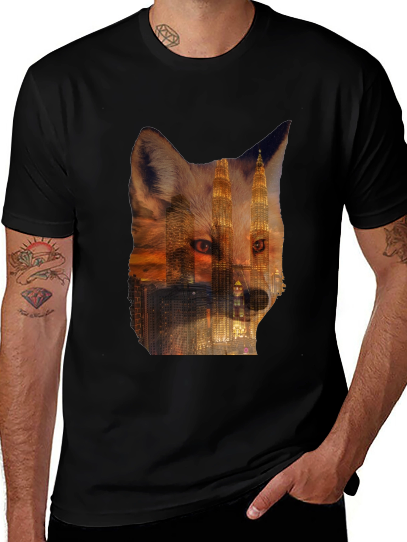 Fox Cityscape Graphic Black T-Shirt