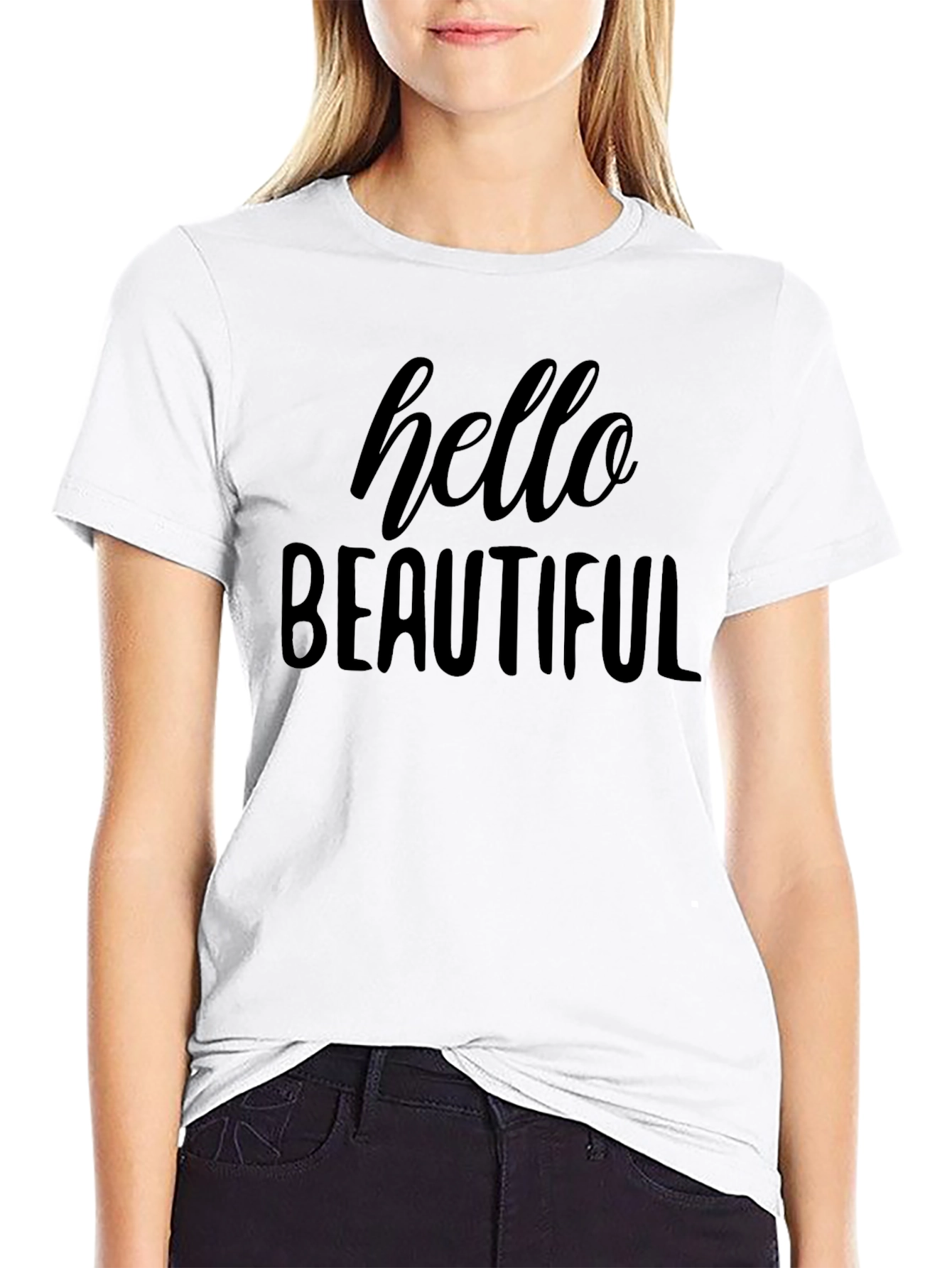 Hello Beautiful Graphic Tee - Soft Cotton Blend