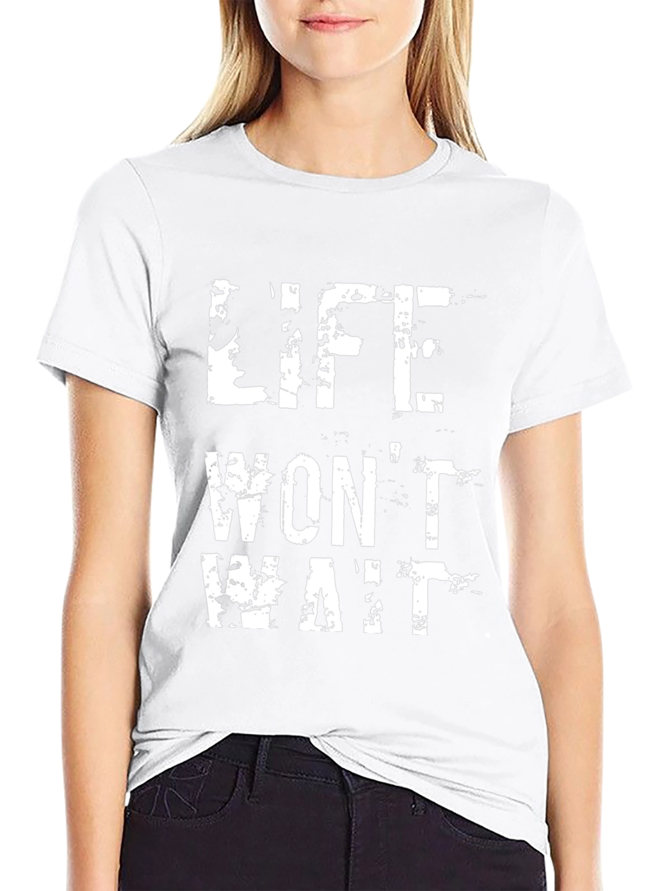 Life Wont Wait Black Graphic Tee