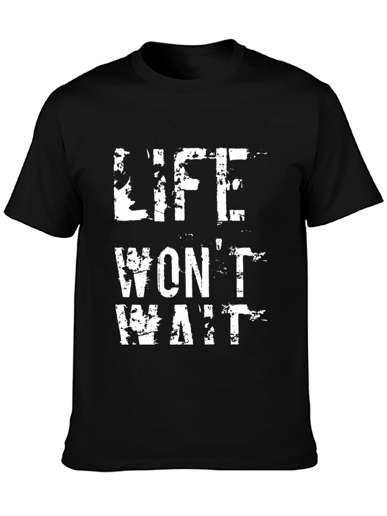 Life Wont Wait Black Graphic Tee
