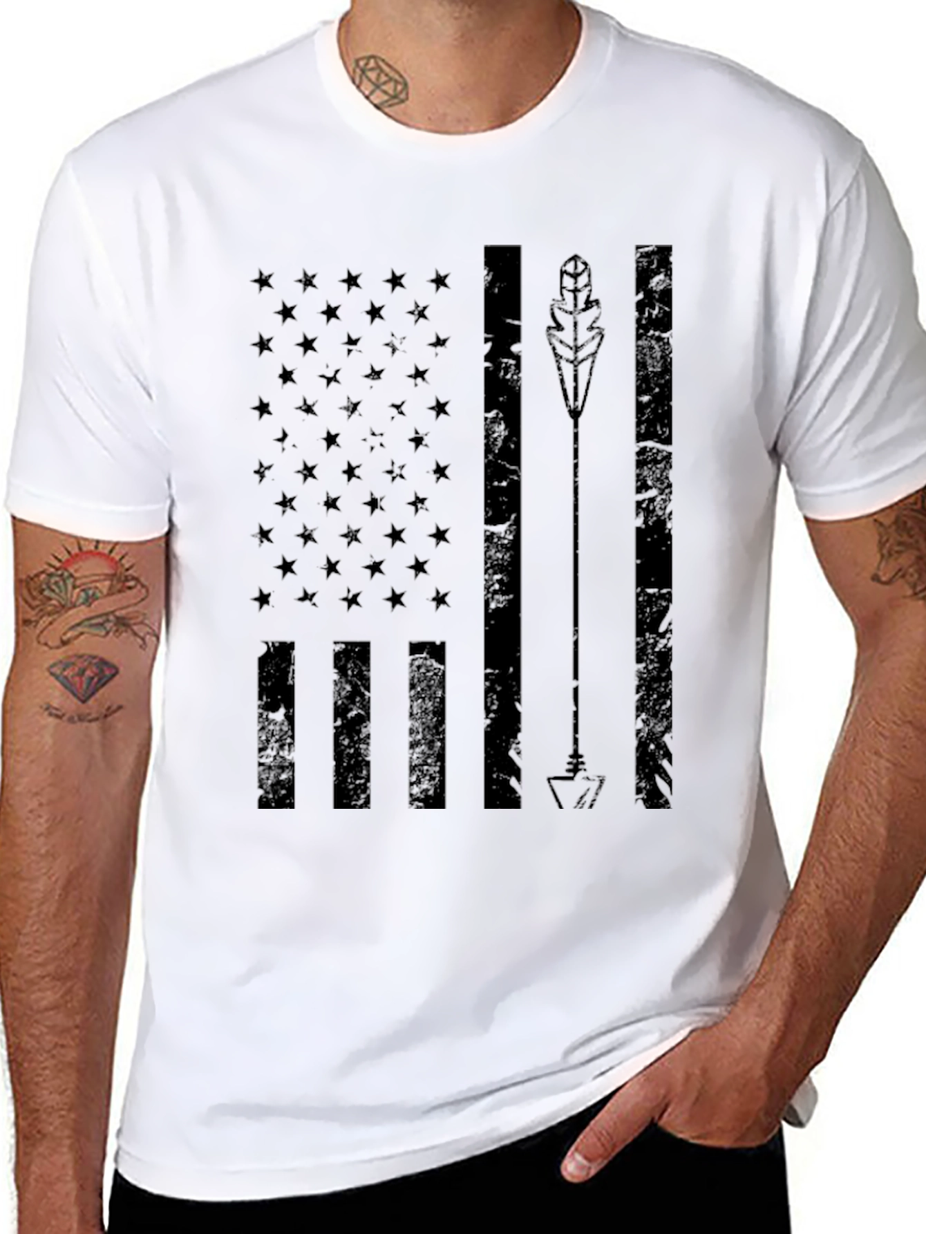 American Arrow Flag Graphic Tee - Black
