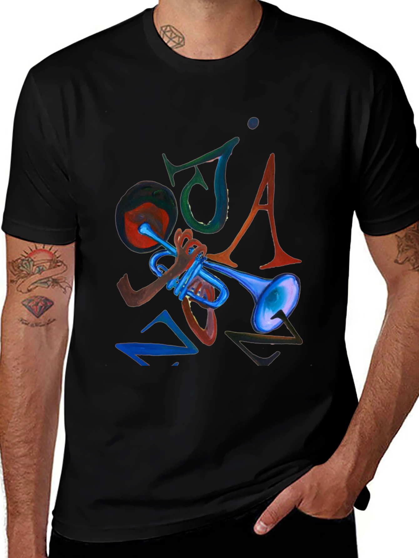 JAZZ Graphic Print Black Tee