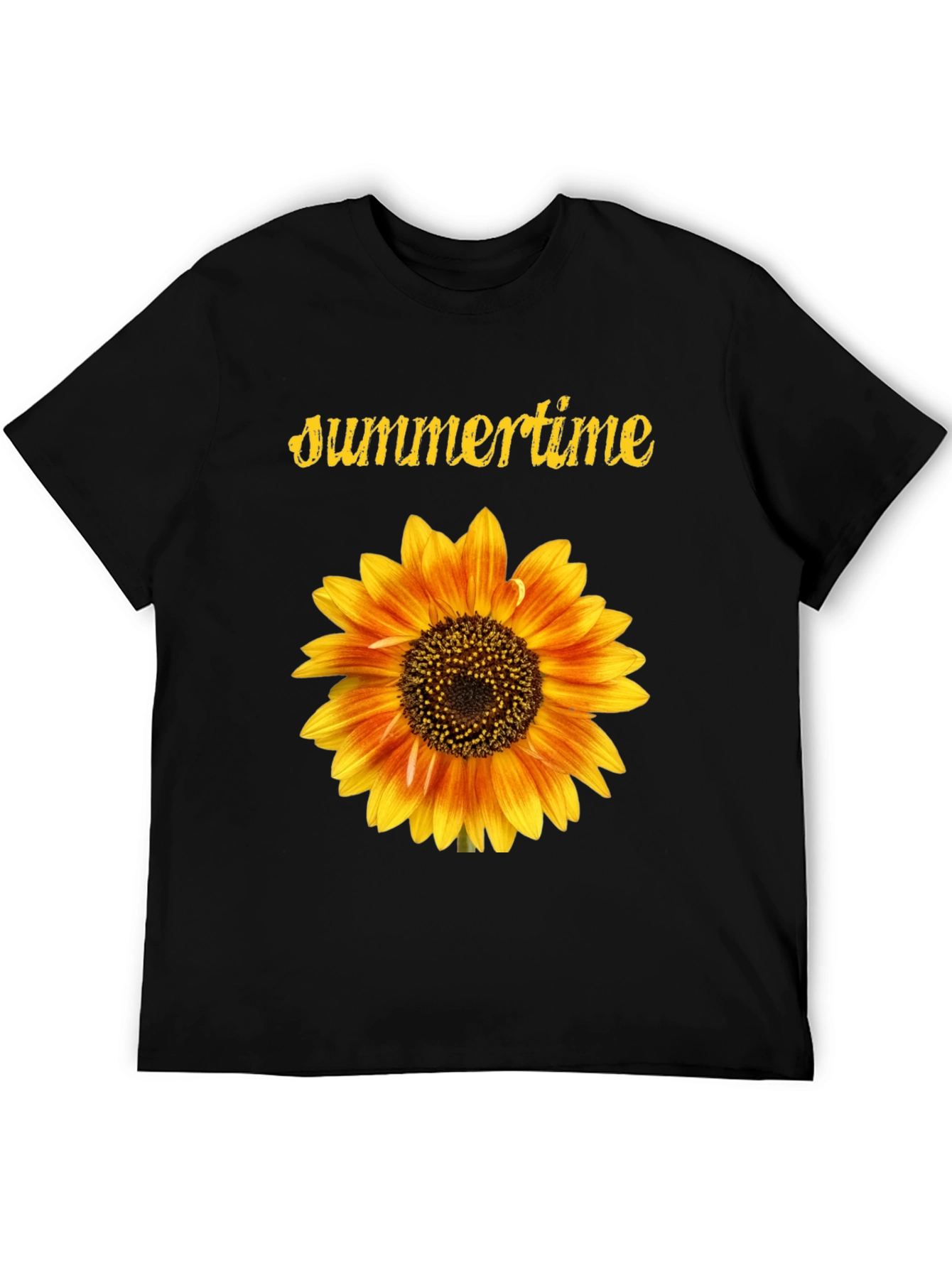 Summertime Sunflower Graphic Black T-Shirt