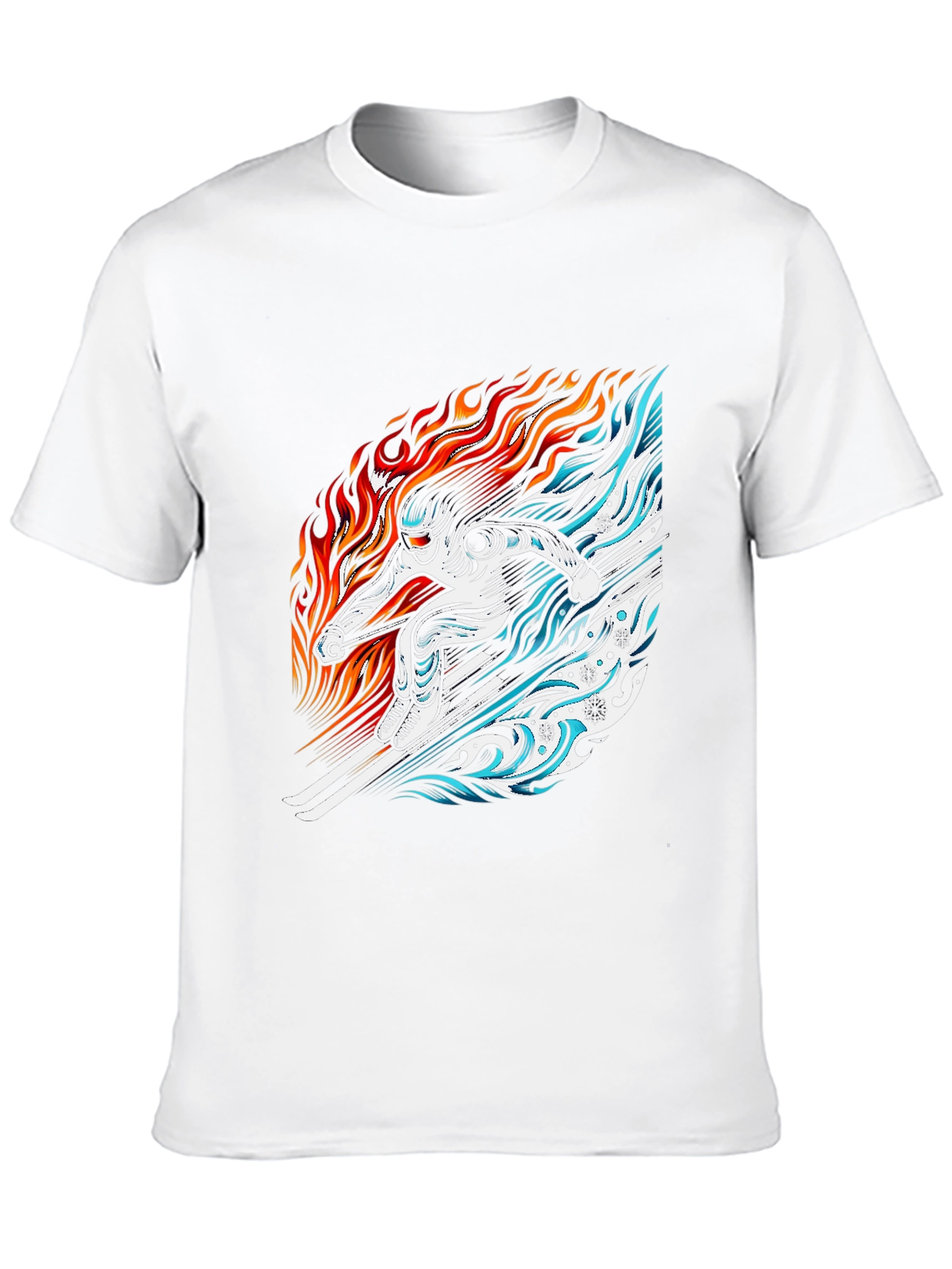 Fire and Ice Skier Graphic T-Shirt