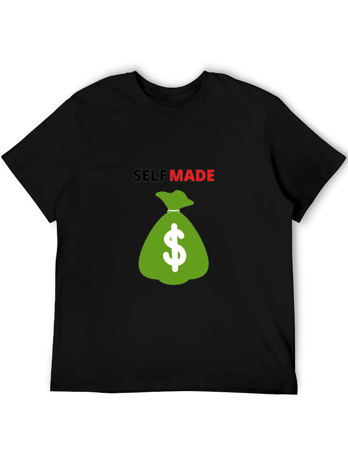 Self Made Money Bag T-Shirt - Black Cotton Blend