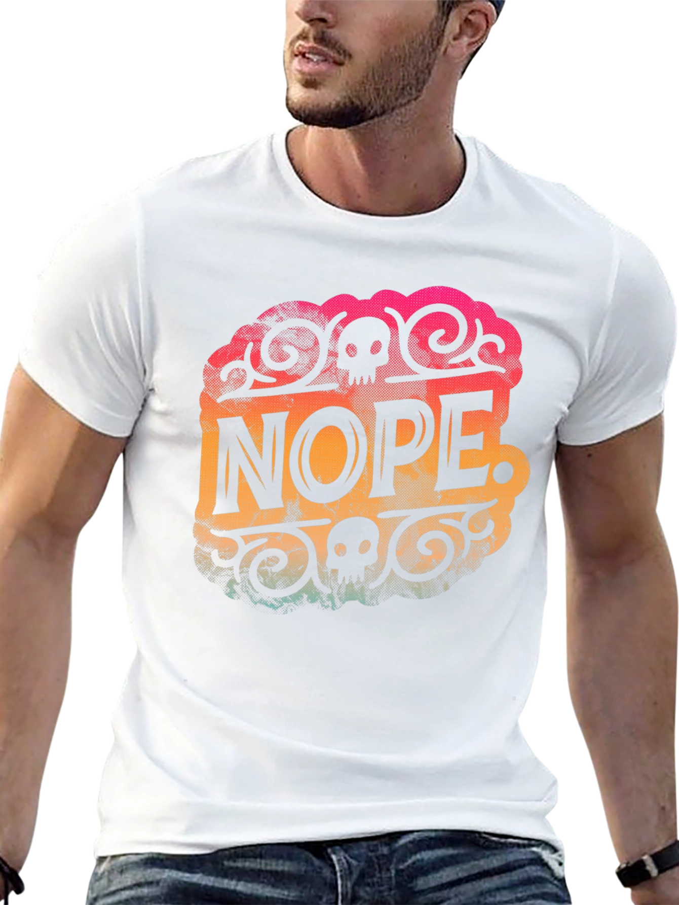 Nope Skull Graphic Mens Black T-Shirt