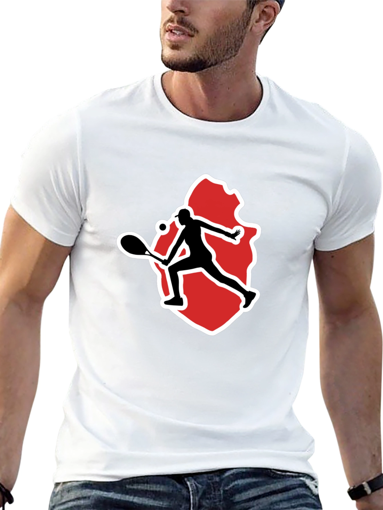 Tennis Player Graphic Tee - Black