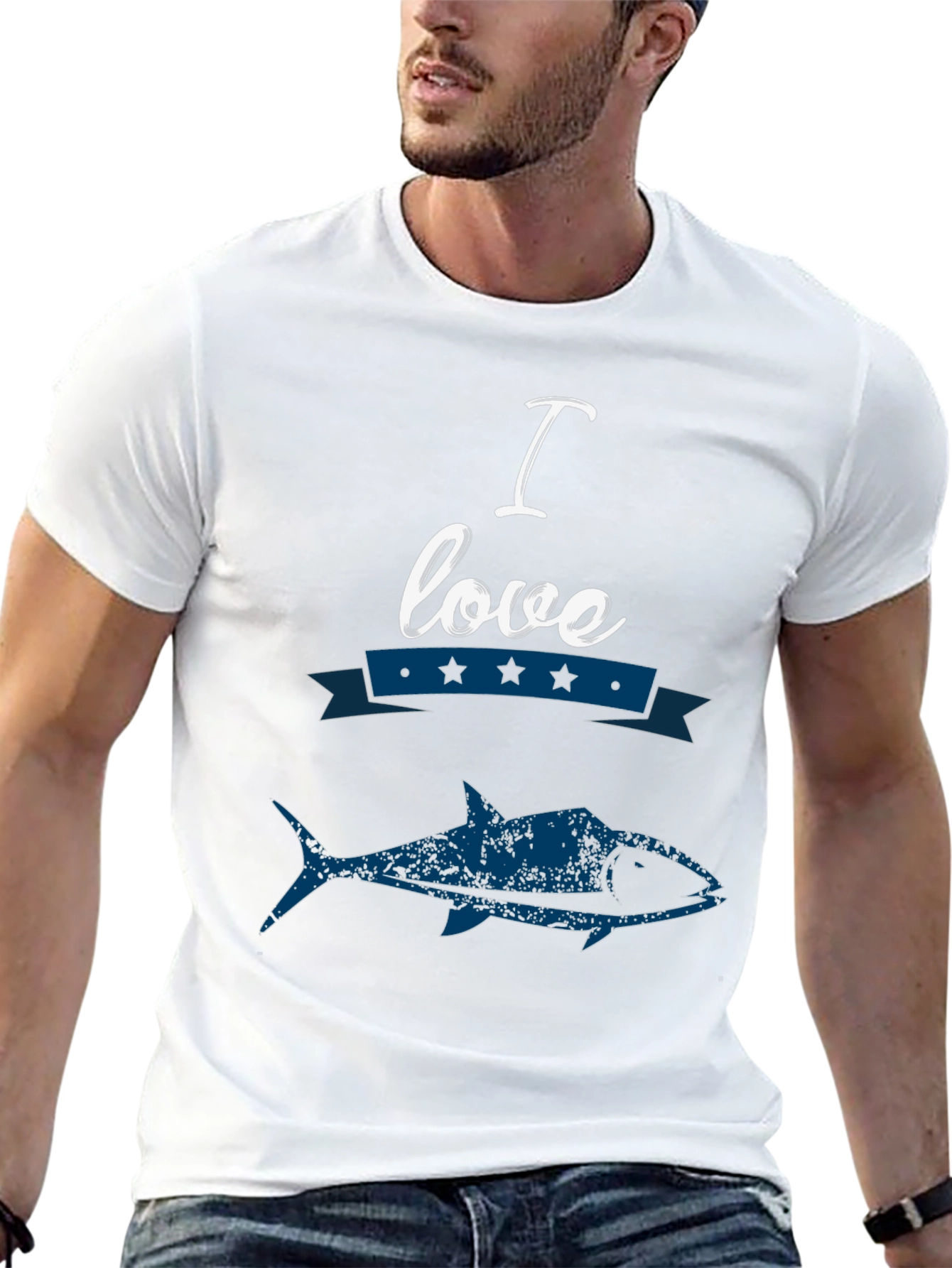 I Love Fishing Graphic Tee - Black