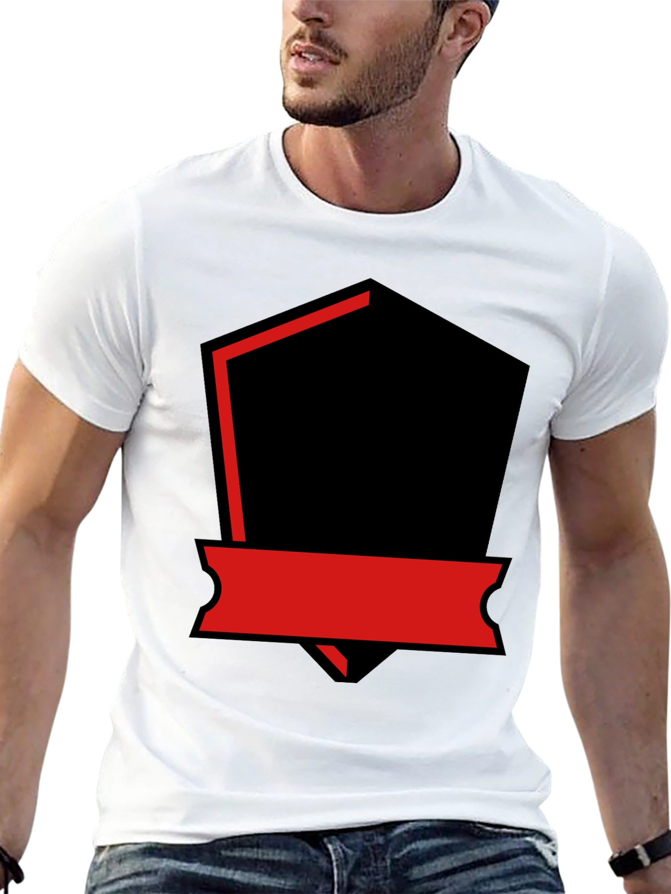 Mens Black T-Shirt with Red and Black Graphic