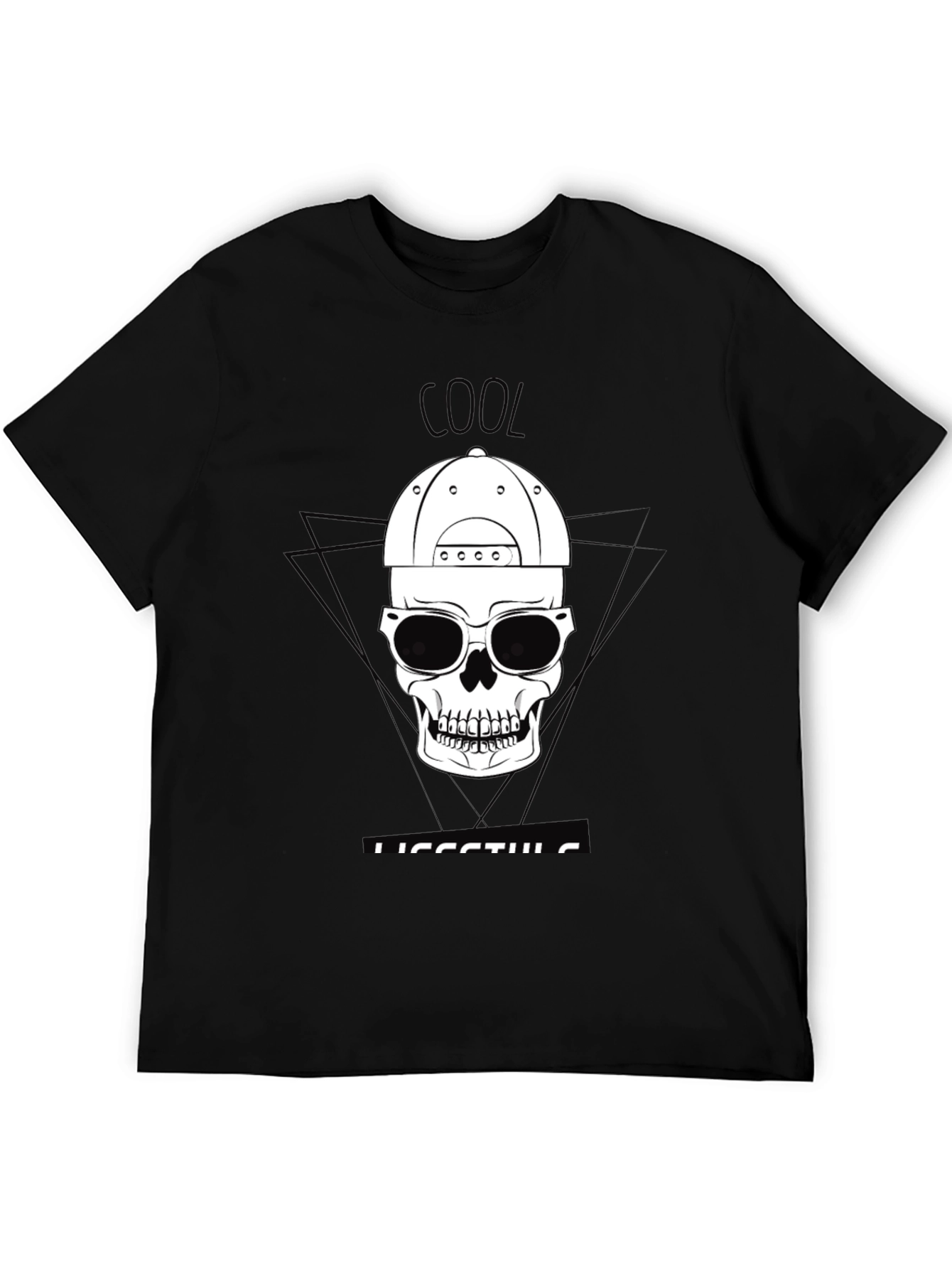 Cool Lifestyle Skull Graphic Tee - Black
