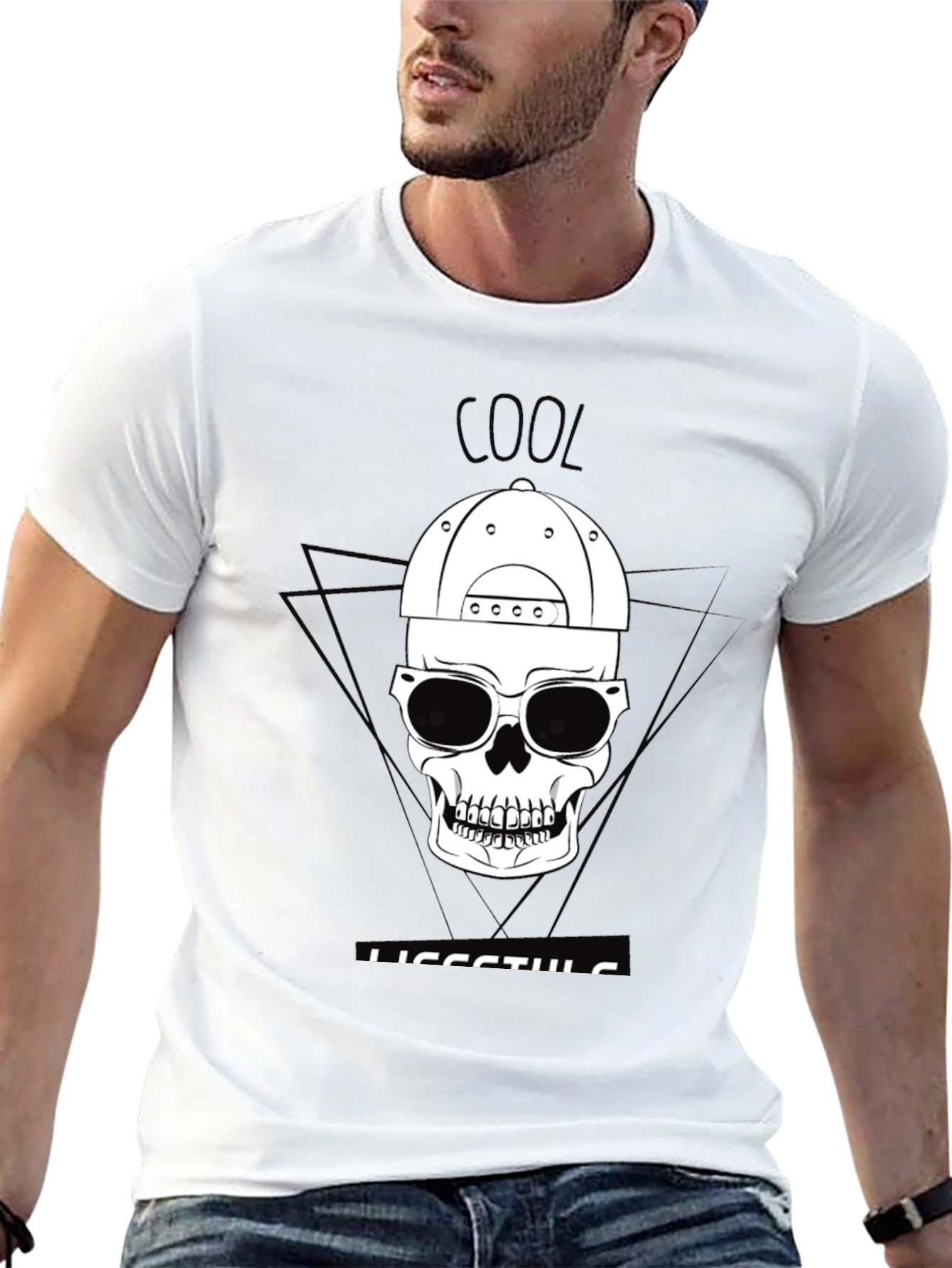 Cool Lifestyle Skull Graphic Tee - Black