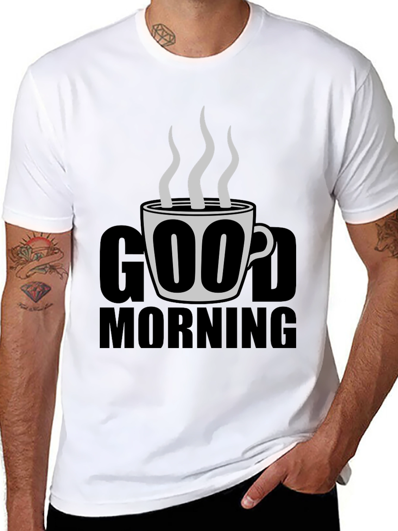 Good Morning Coffee Graphic Tee - Black