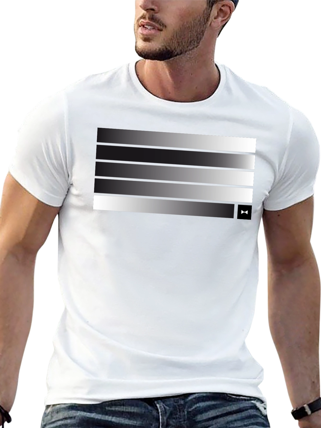 Modern Gradient Stripe Tee - Stylish Mens Black T-Shirt