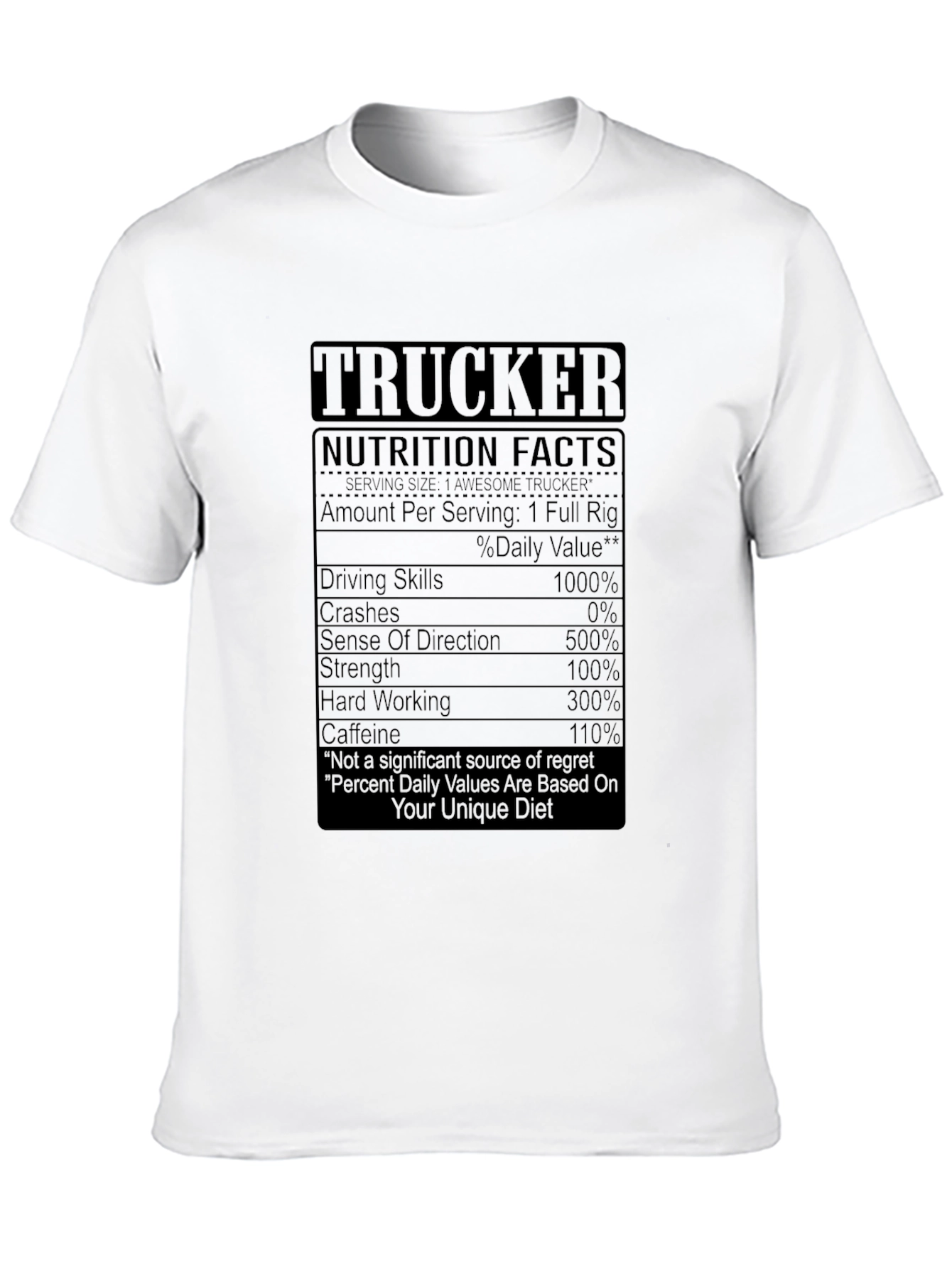 Trucker Nutrition Facts Graphic Tee - Black T-Shirt