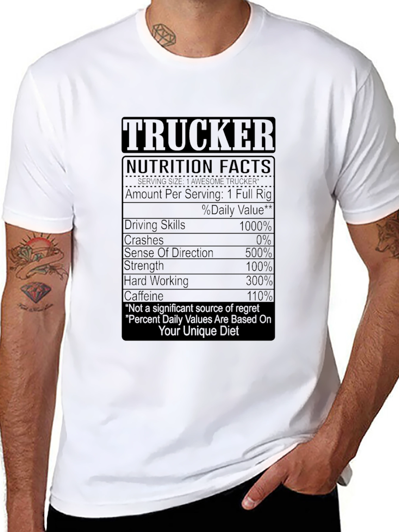 Trucker Nutrition Facts Graphic Tee - Black T-Shirt