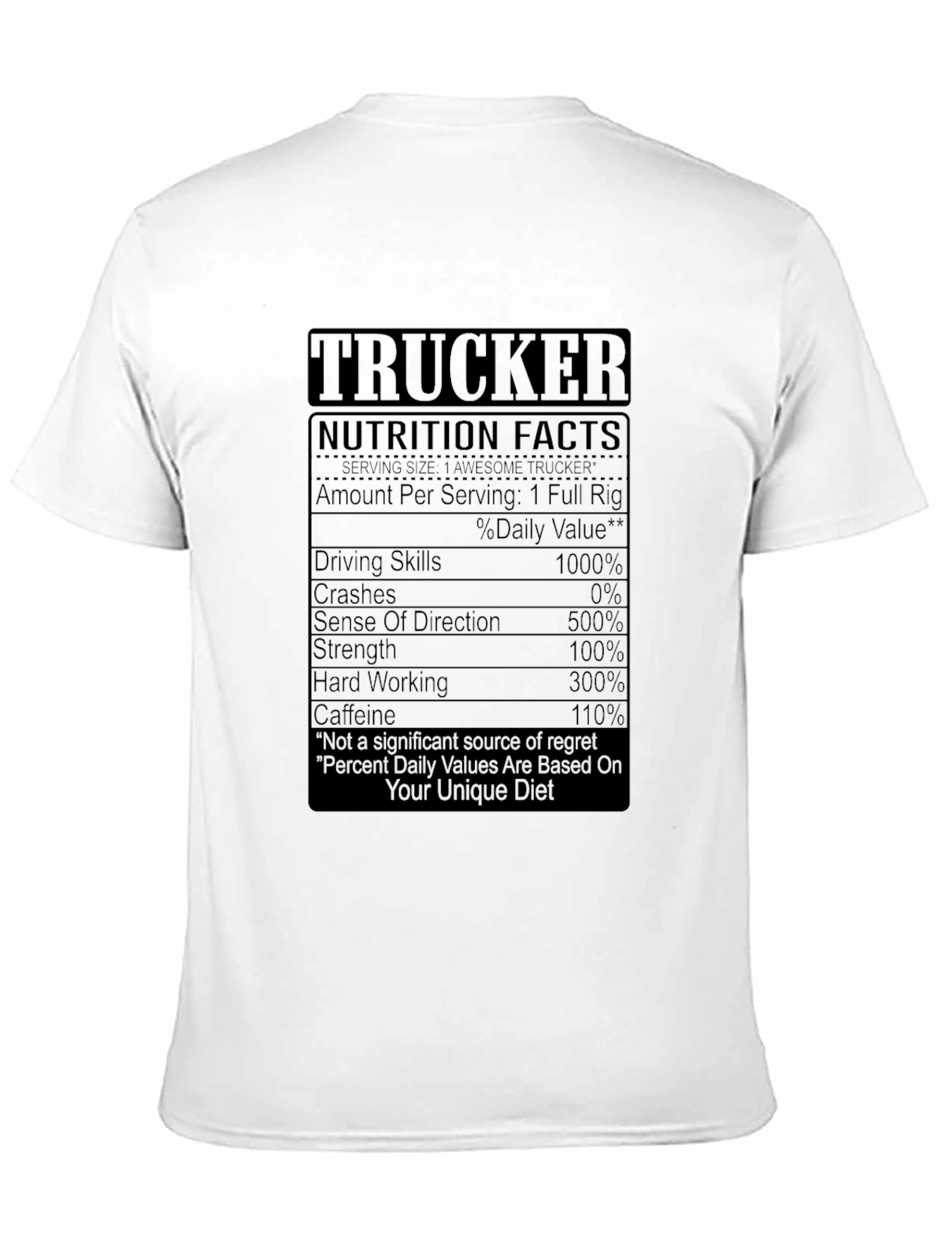 Trucker Nutrition Facts Graphic Tee - Black T-Shirt