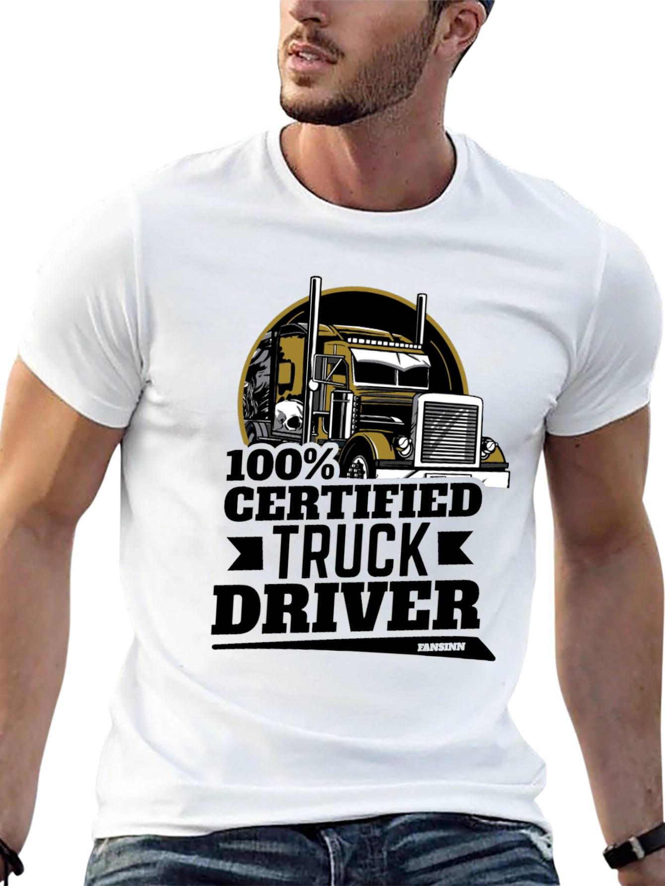 100% Certified Truck Driver Black T-Shirt