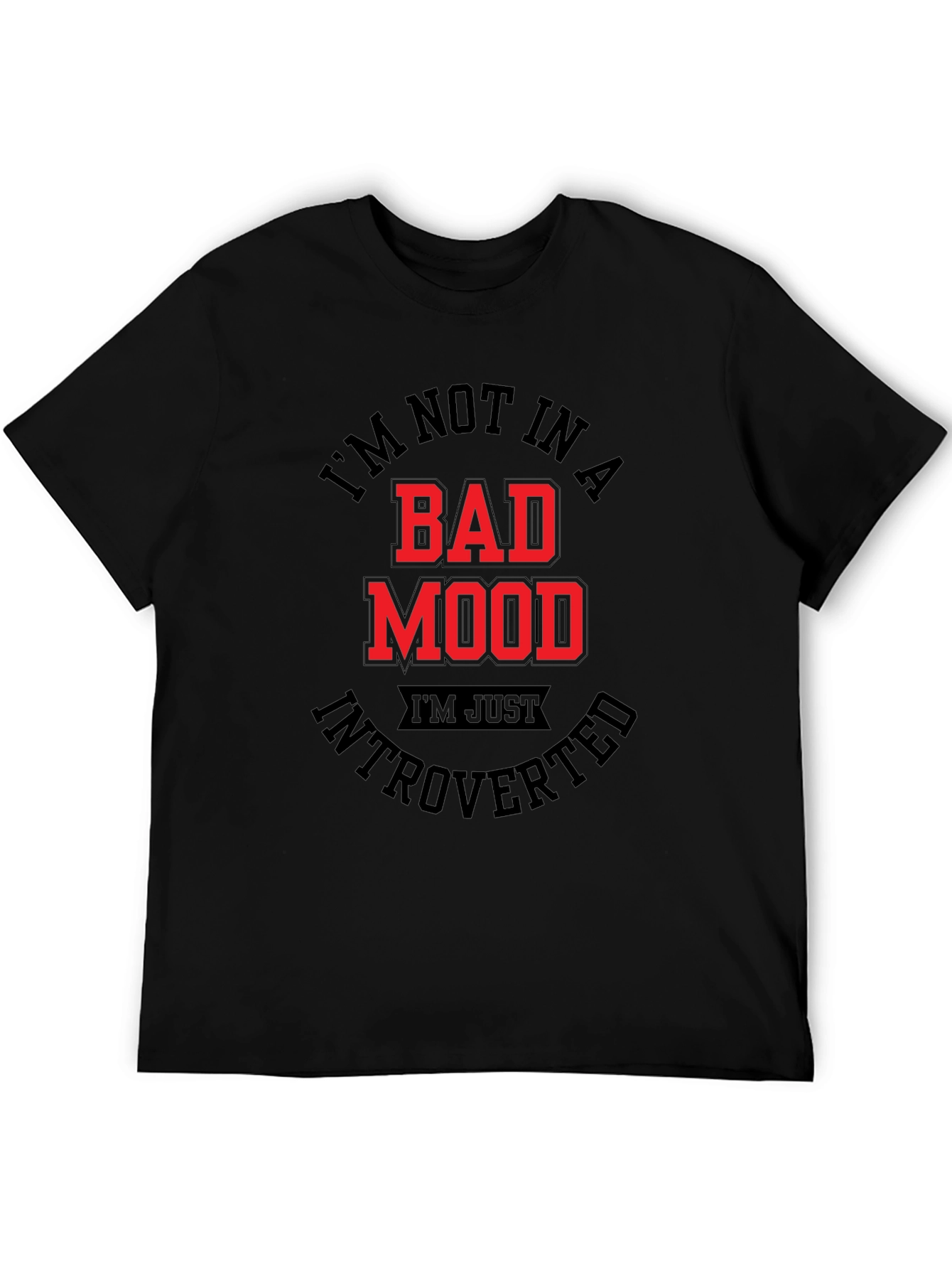 Introverted Mood T-Shirt - Black Graphic Tee
