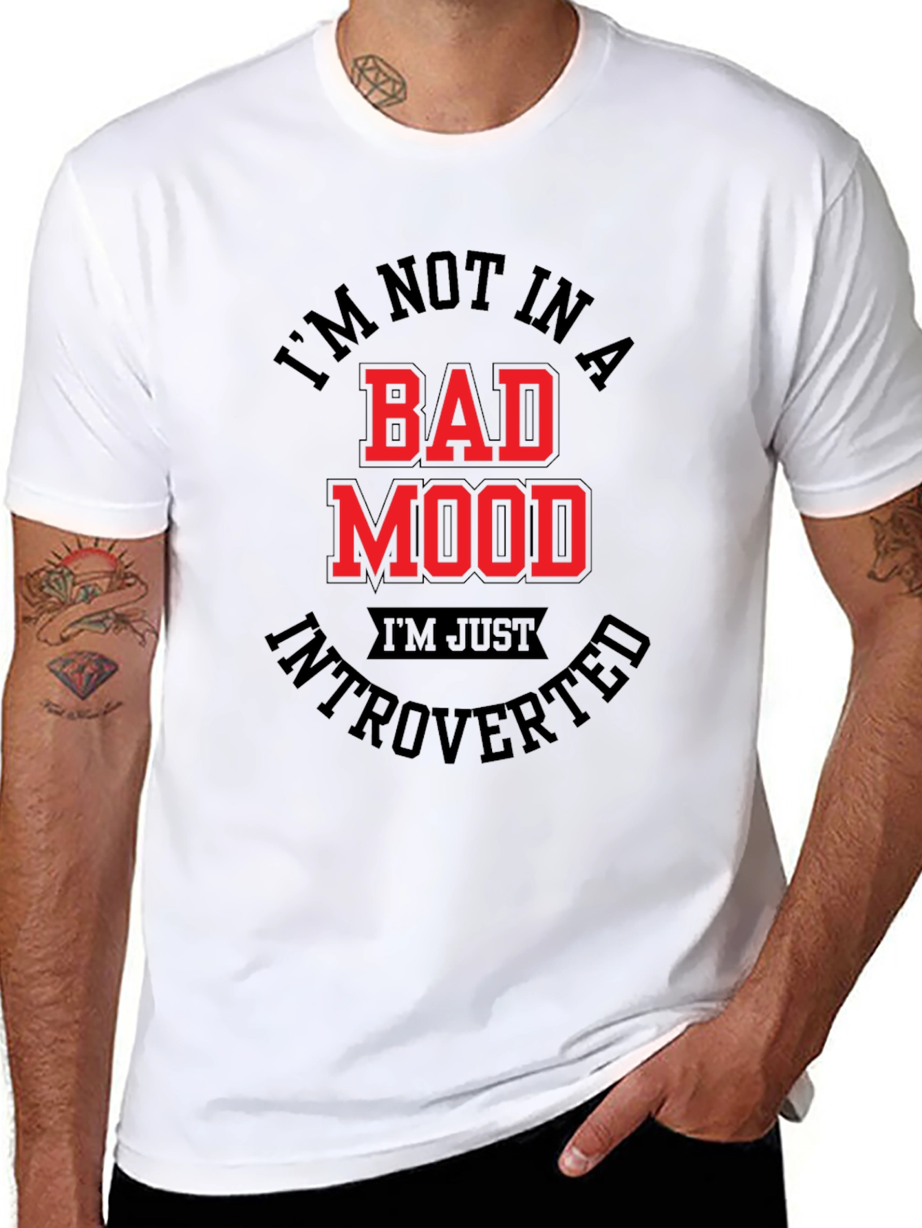 Introverted Mood T-Shirt - Black Graphic Tee