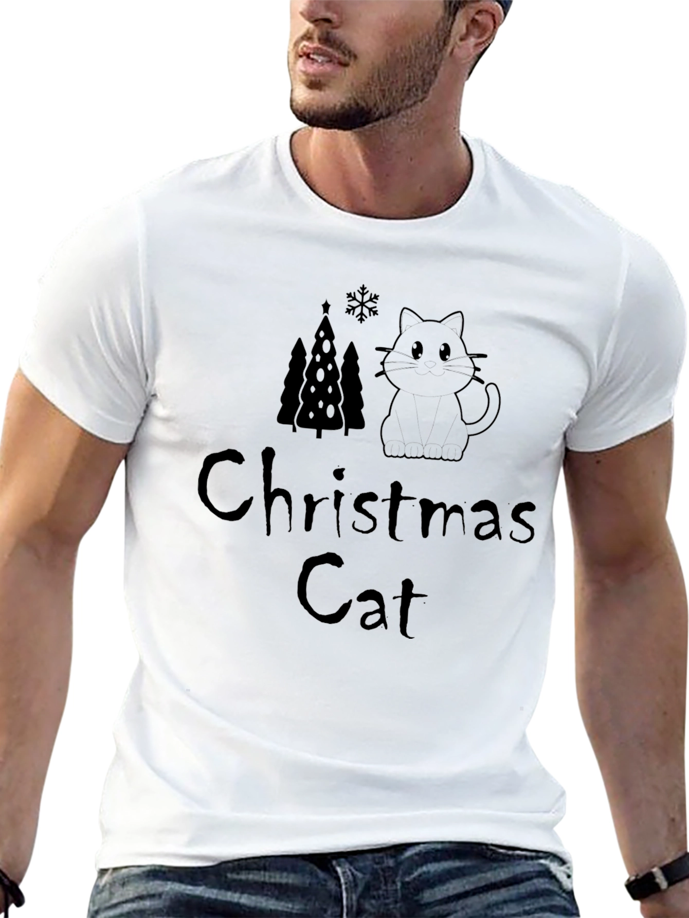 Christmas Cat Graphic T-Shirt