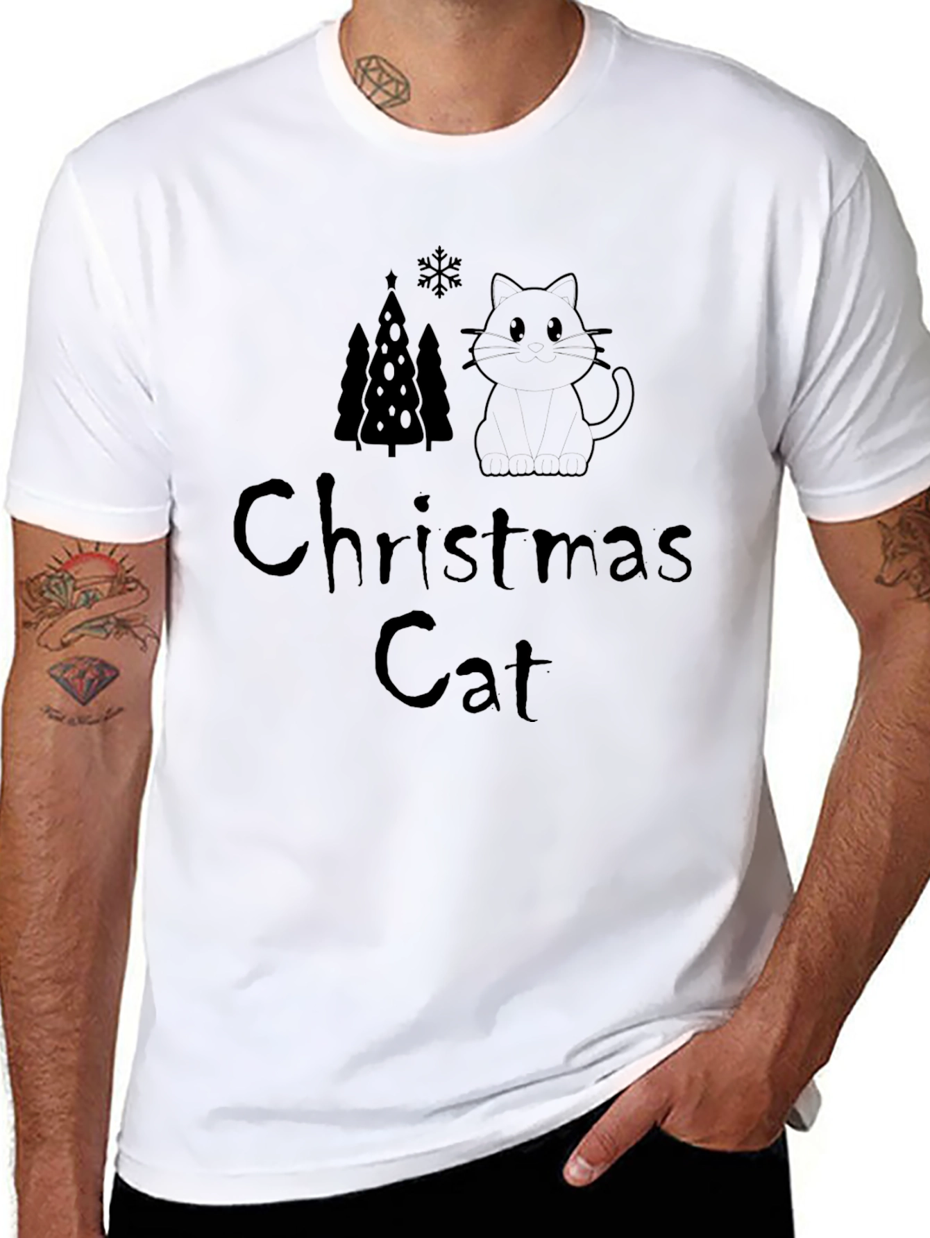 Christmas Cat Graphic T-Shirt