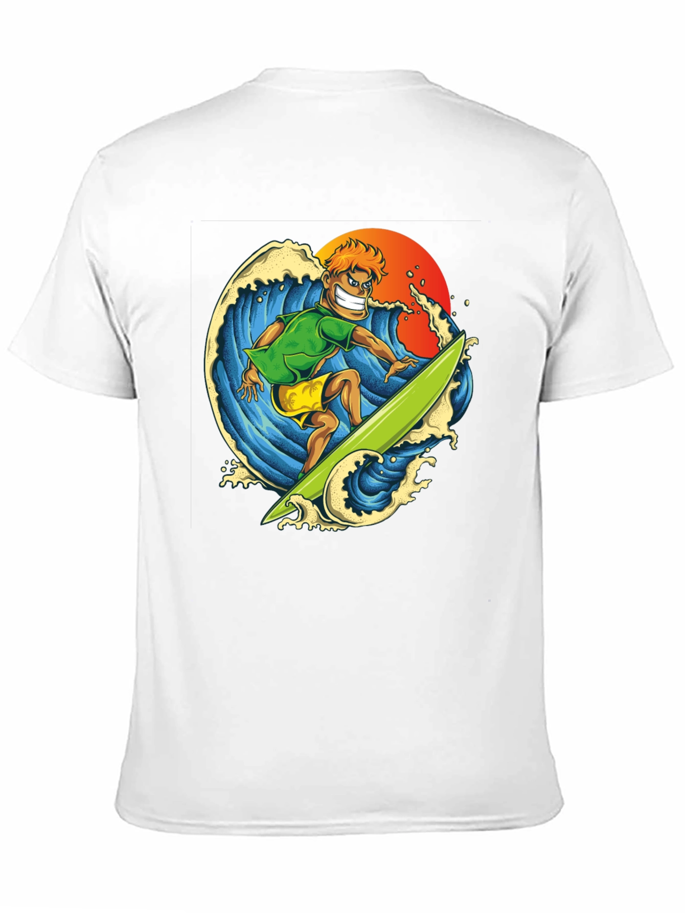 Surfer Dude Graphic Tee - Black Cotton T-Shirt