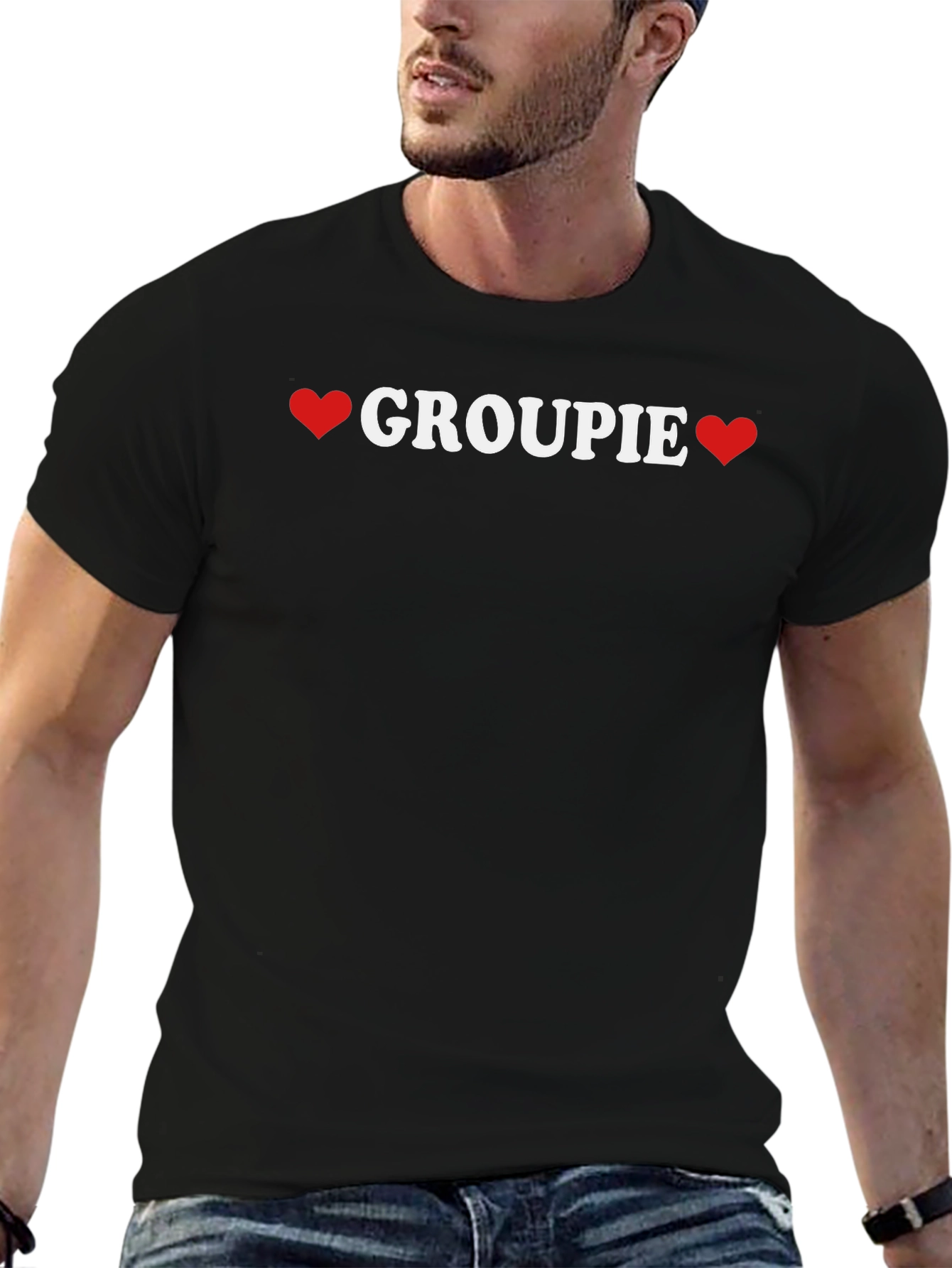 Groupie Heart Graphic Tee - Soft Cotton Crewneck T-Shirt