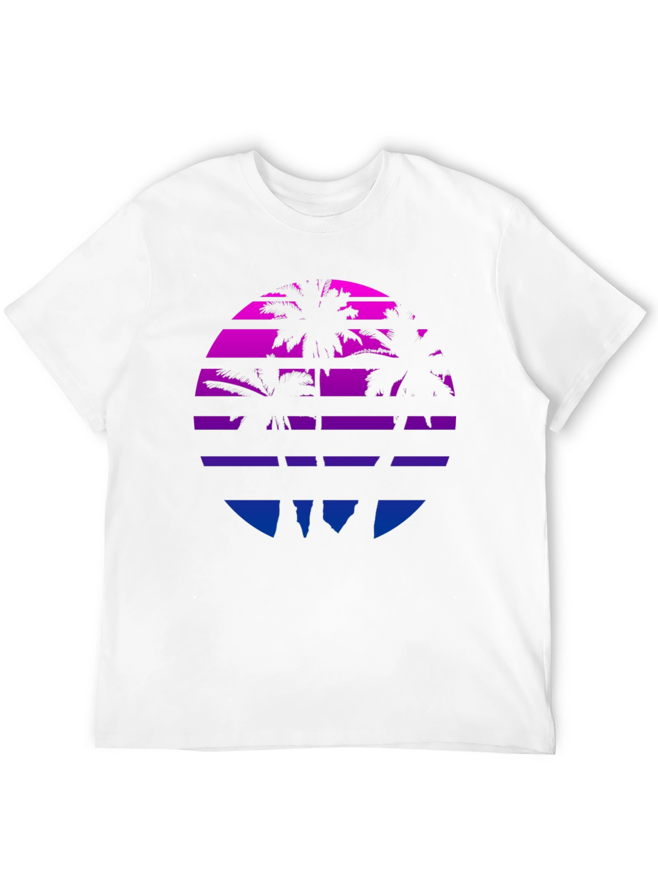 Retro Sunset Palm Tree Graphic Tee - Black