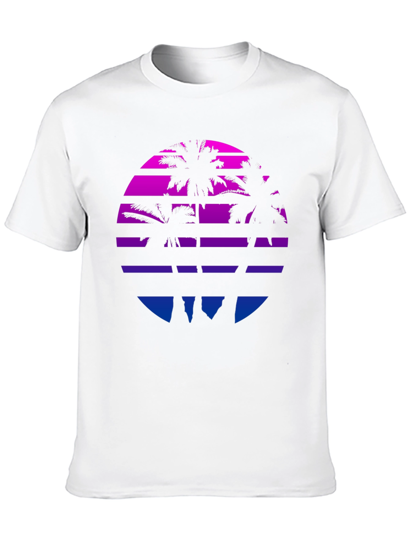 Retro Sunset Palm Tree Graphic Tee - Black